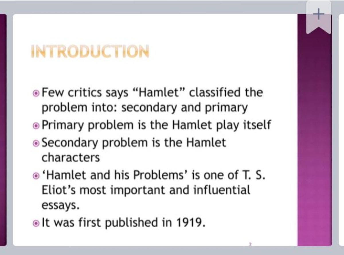 ts eliot hamlet essay