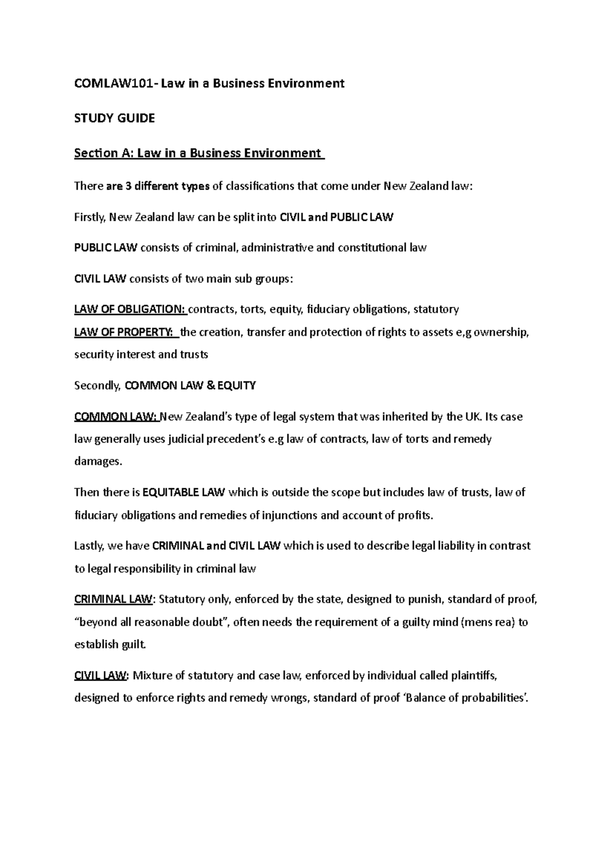 commercial-law-101-comlaw101-law-in-a-business-environment-study