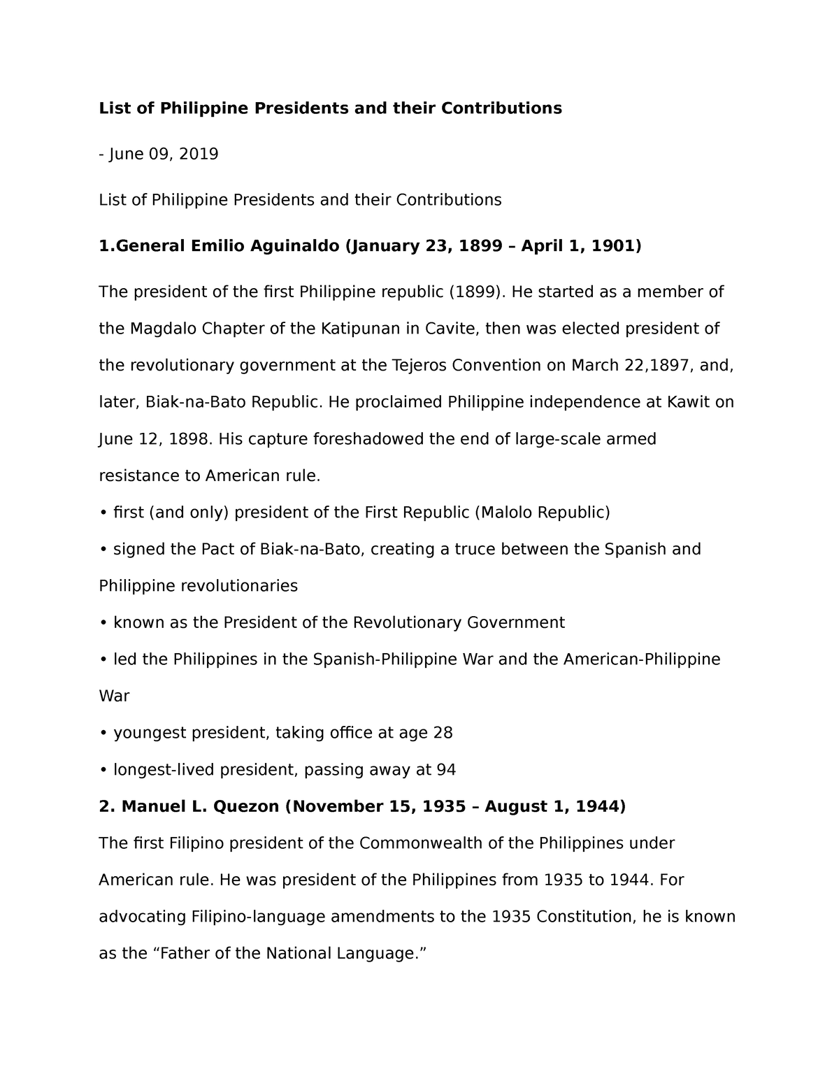 list-of-philippine-presidents-and-their-contributions-he-started-as-a