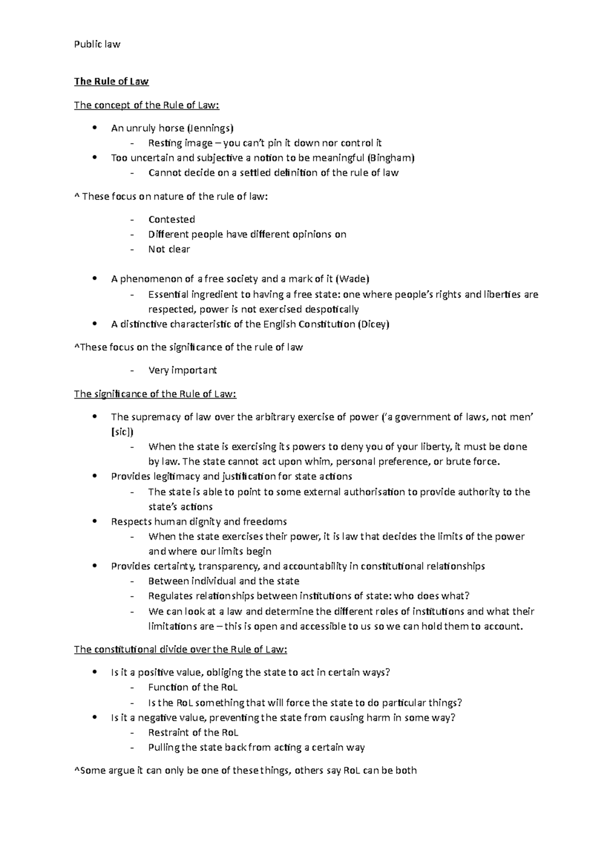 The Rule of Law lecture notes - The Rule of Law The concept of the Rule ...