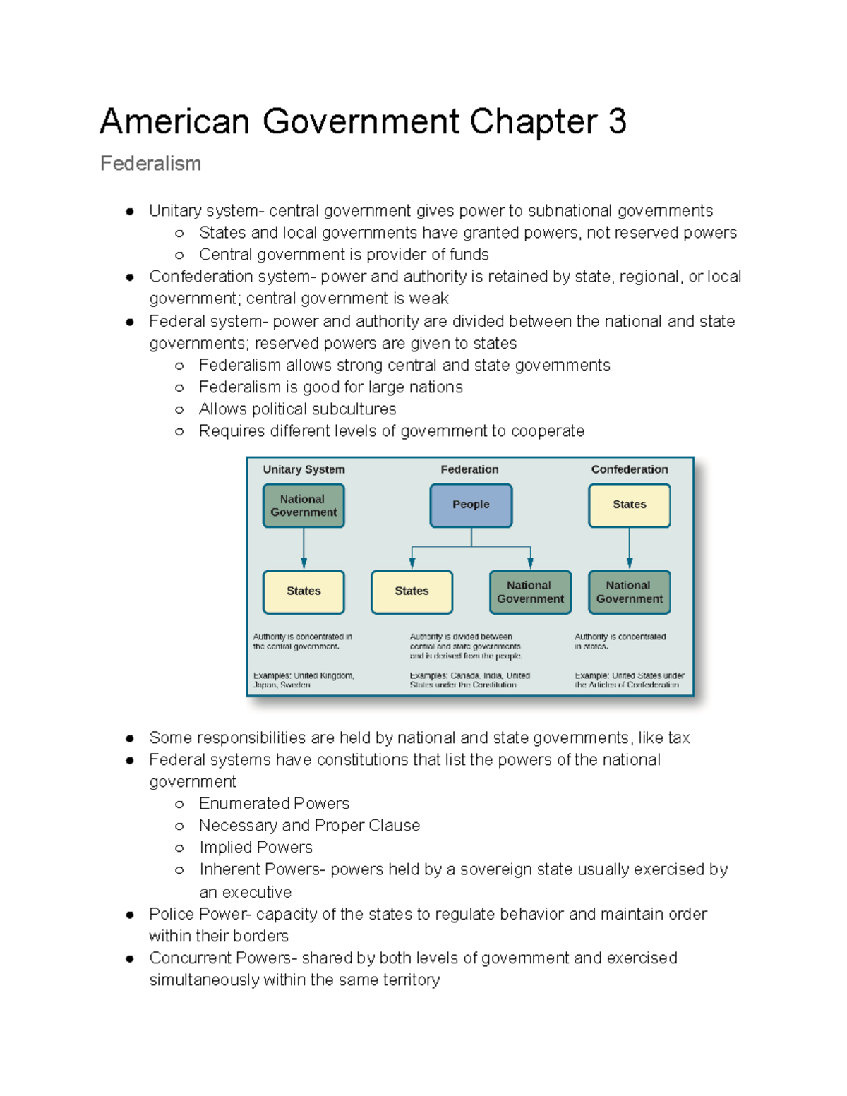 American Government Chapter 3: Federalism - The U Gov’t Is Prohibited ...