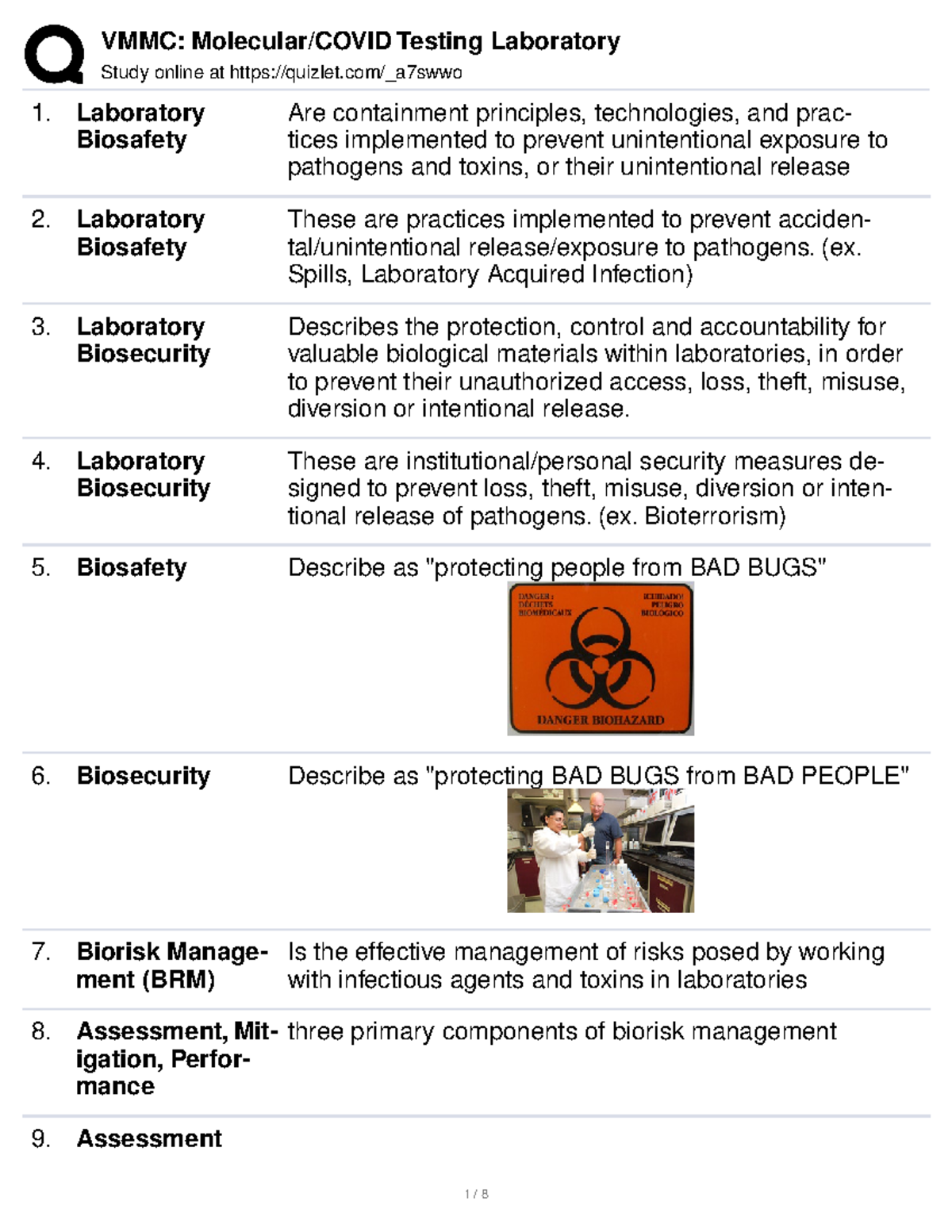 VMMCMolec VMMCMolecular Lab Study online at quizlet/_a7swwo