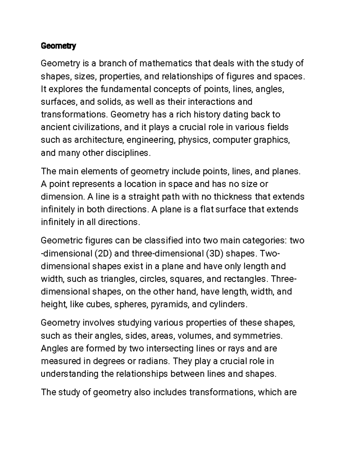 introduction to geometry research paper