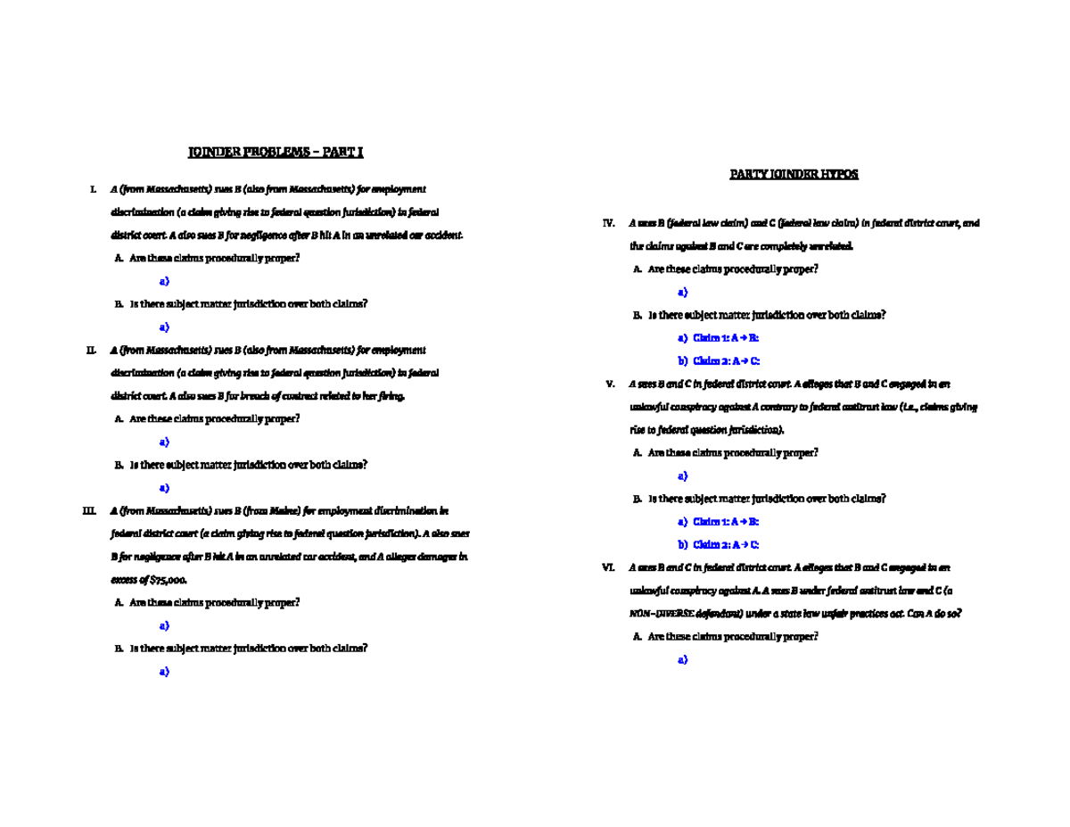 Joinder set Law 577 Studocu