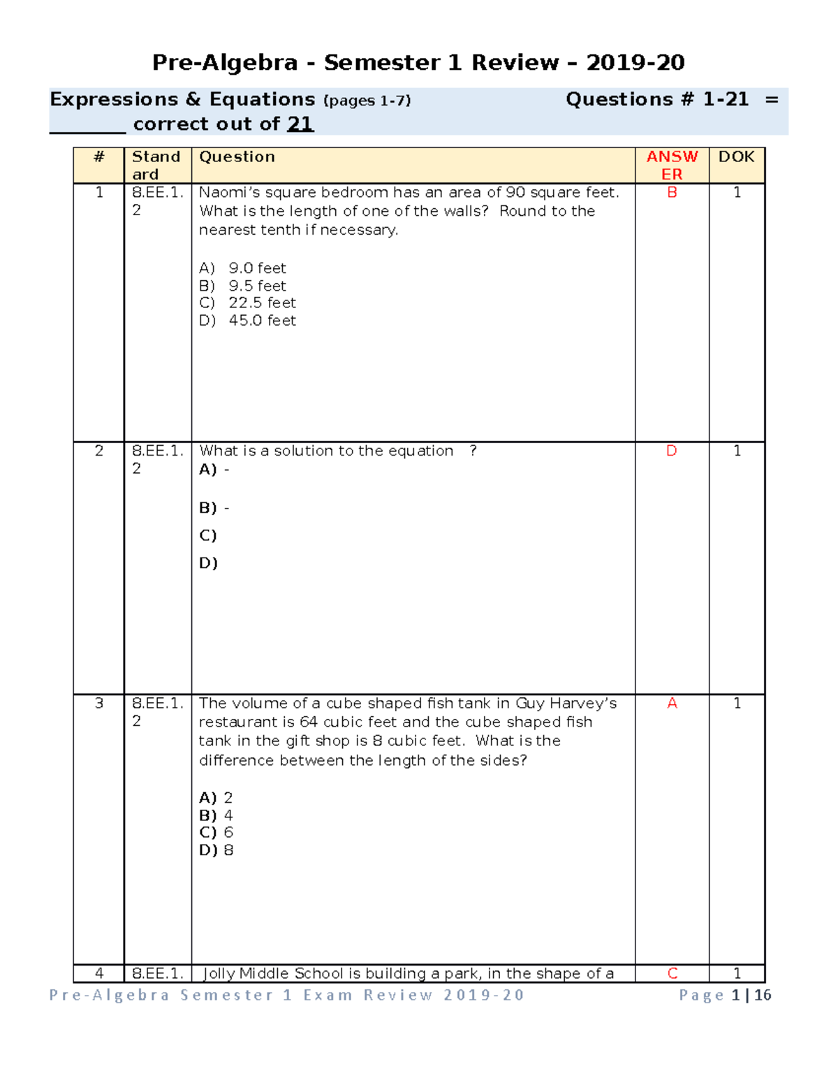 pre algebra assignment id 1 answers