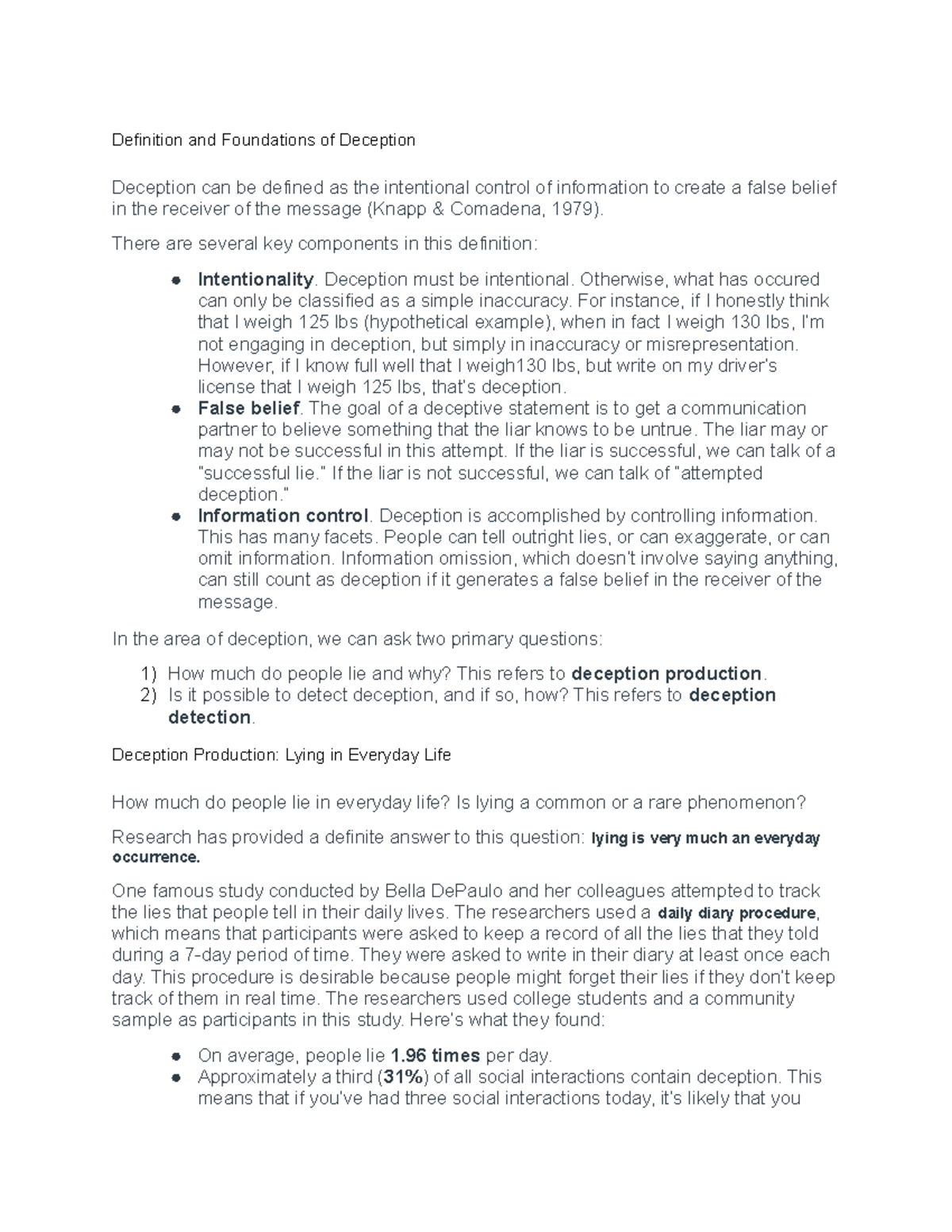 Lecture 4 Deception Definition and Foundations of Deception