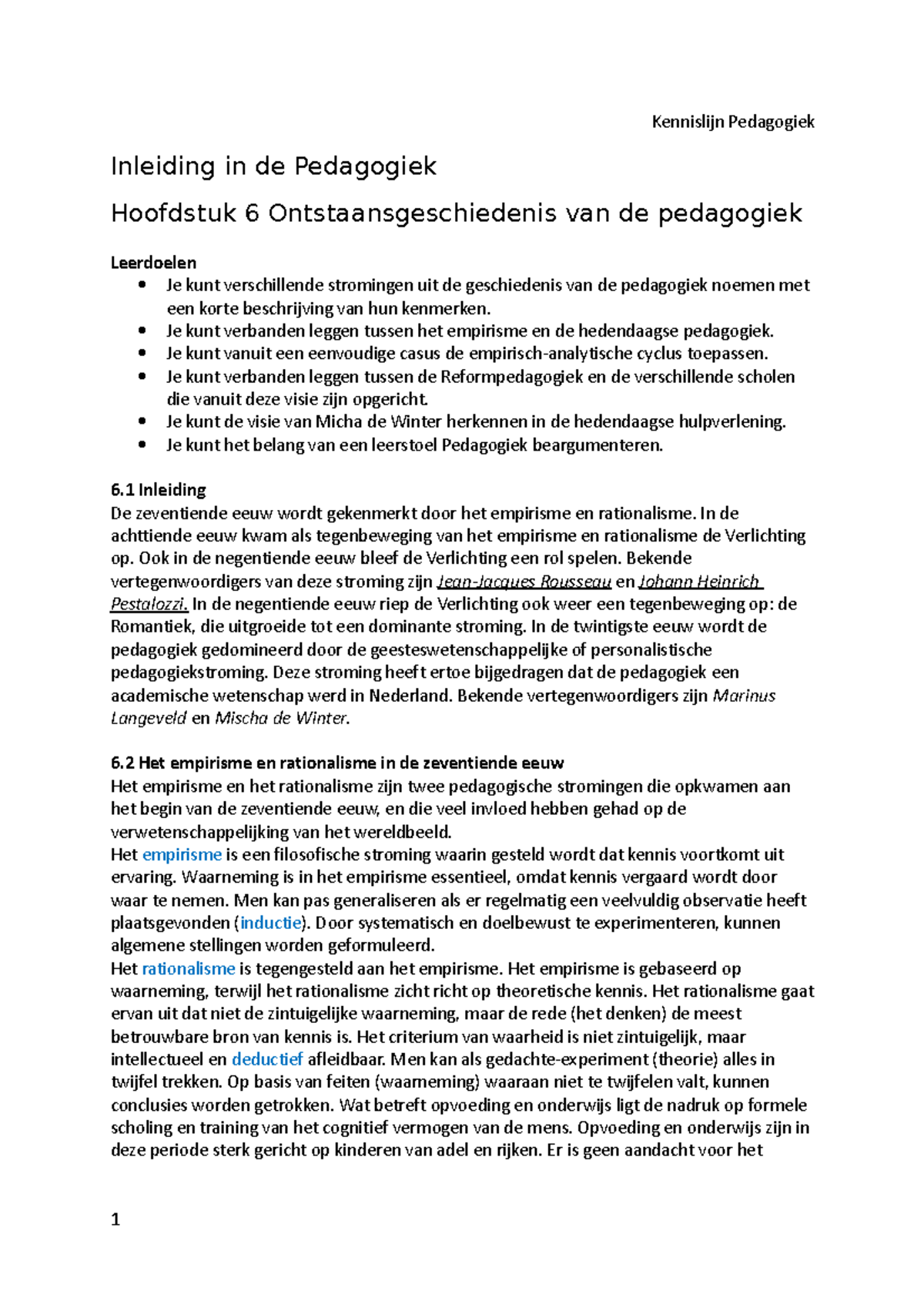 Inleiding In De Pedagogiek Hoofdstuk 6 - Kennislijn Pedagogiek ...