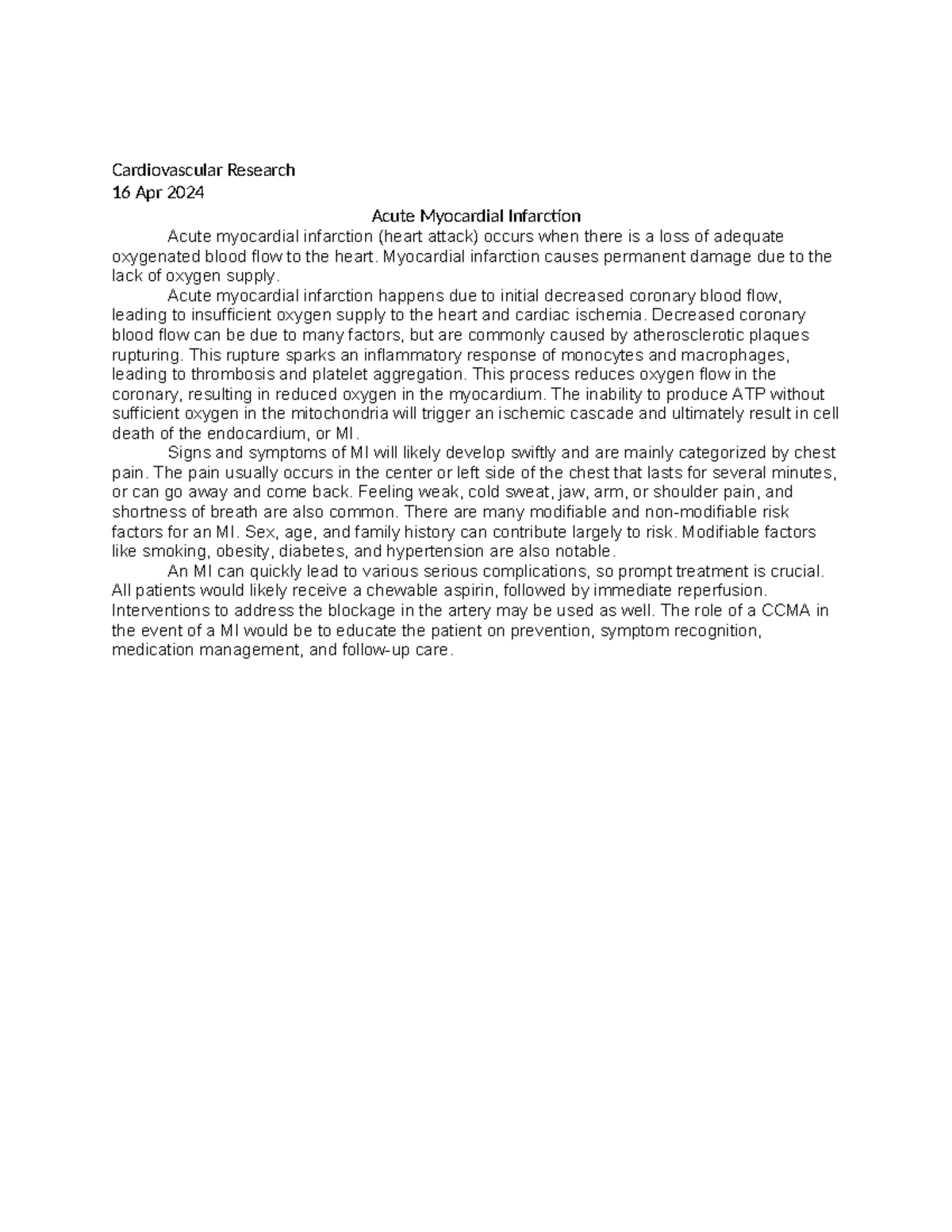 Cardiovascular Research Assignment - Cardiovascular Research 16 Apr ...