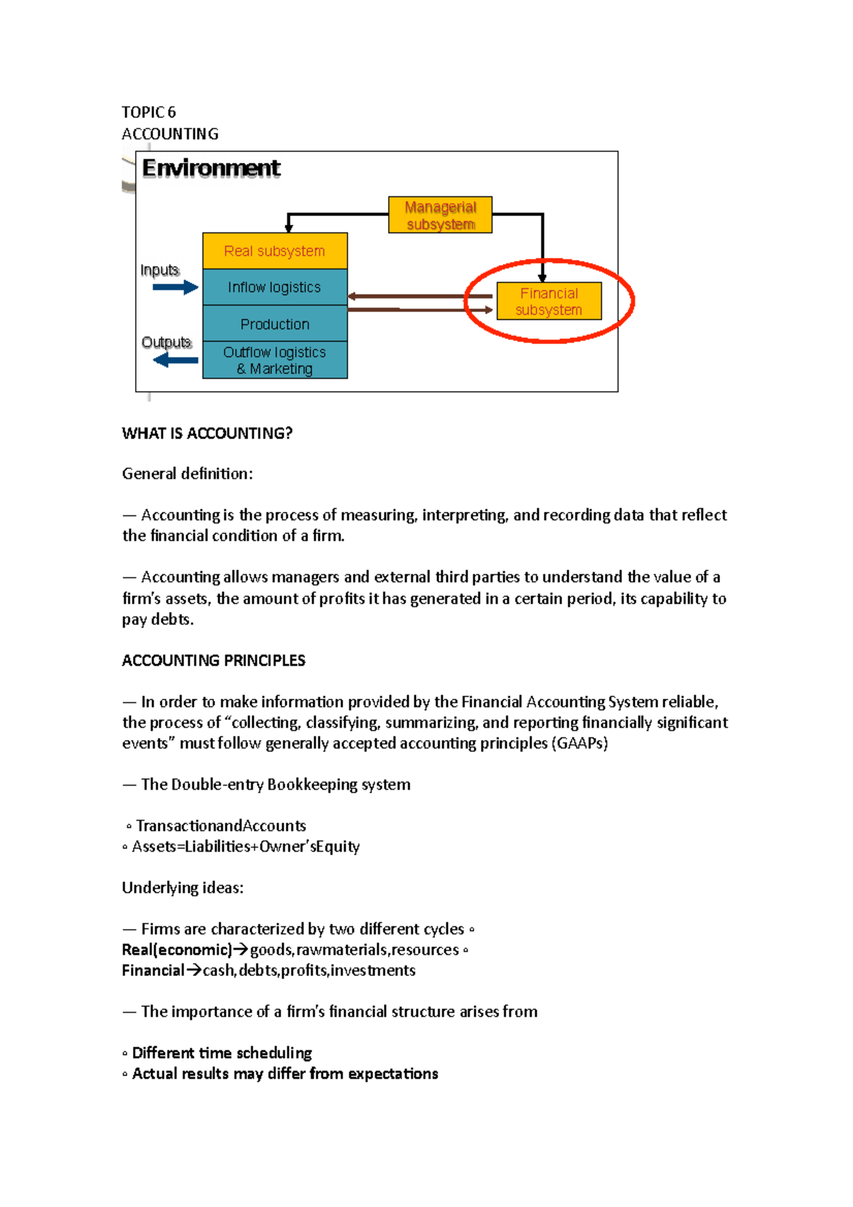 Unit 6 - Apuntes ACCOUNTING - TOPIC 6 Recall:thefirmasasystem ...