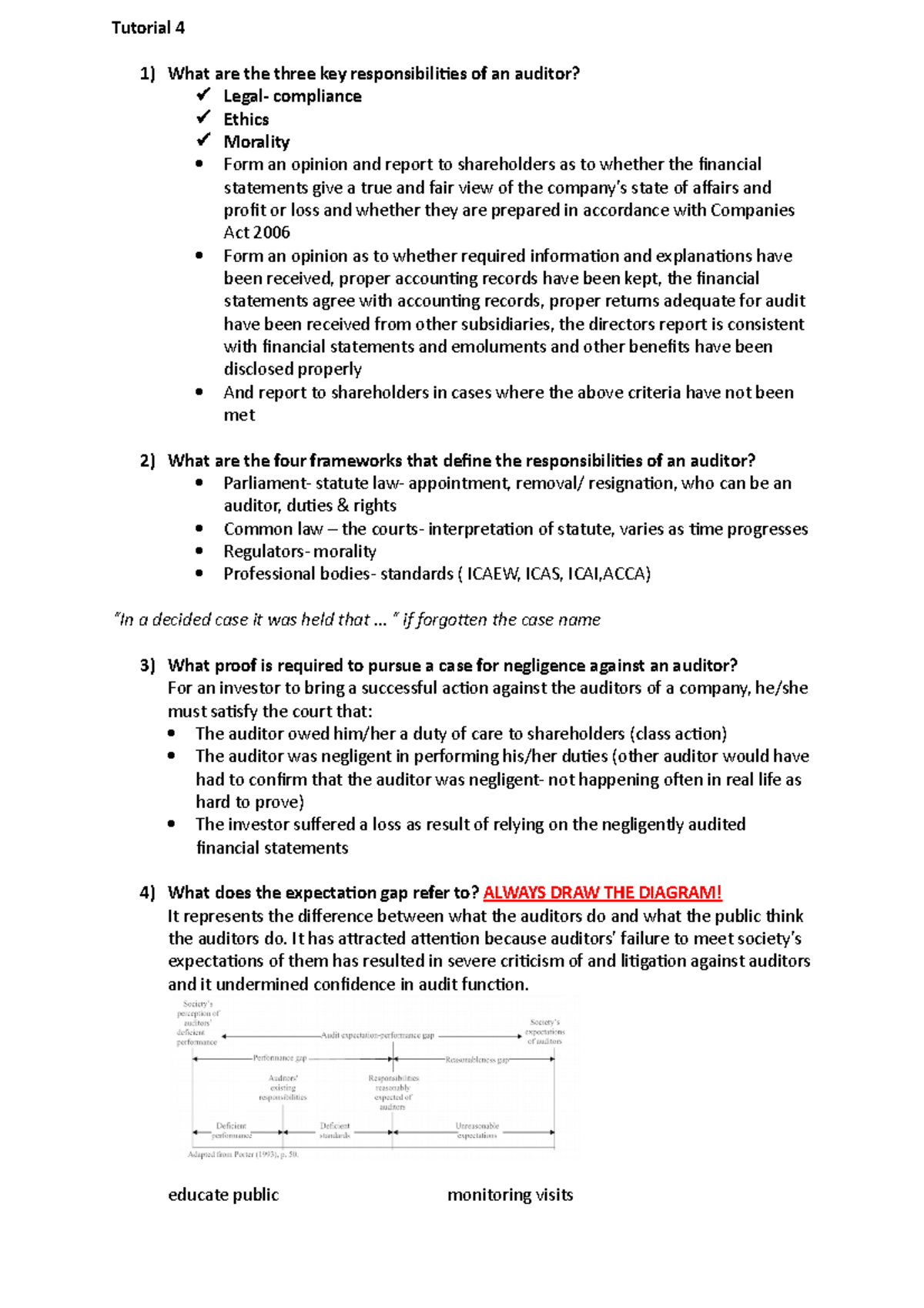 Tutorial 4 Auditing - Tutorial 4 What are the three key ...