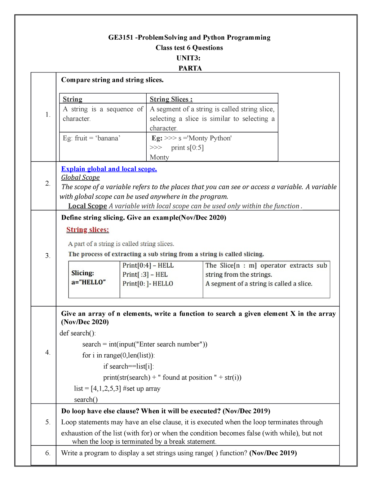 GE3151 Classtest 6 With Answers - GE3151 -ProblemSolving And Python ...