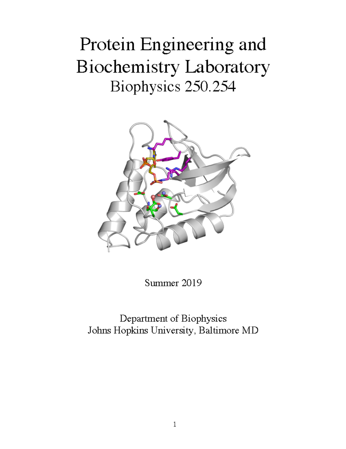 Syllabus Protein Engineering and Biochemistry Laboratory Biophysics