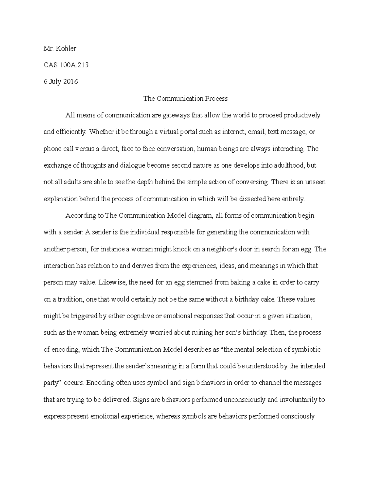 essay about process of communication