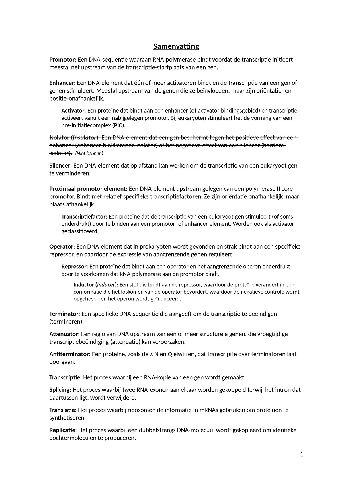 Moleculaire Biologie Samenvatting - Samenvatting Promotor: Een DNA ...