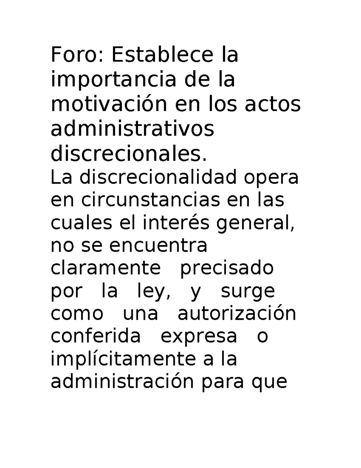 ForoImportancia de la motivación del acto administrativo Foro