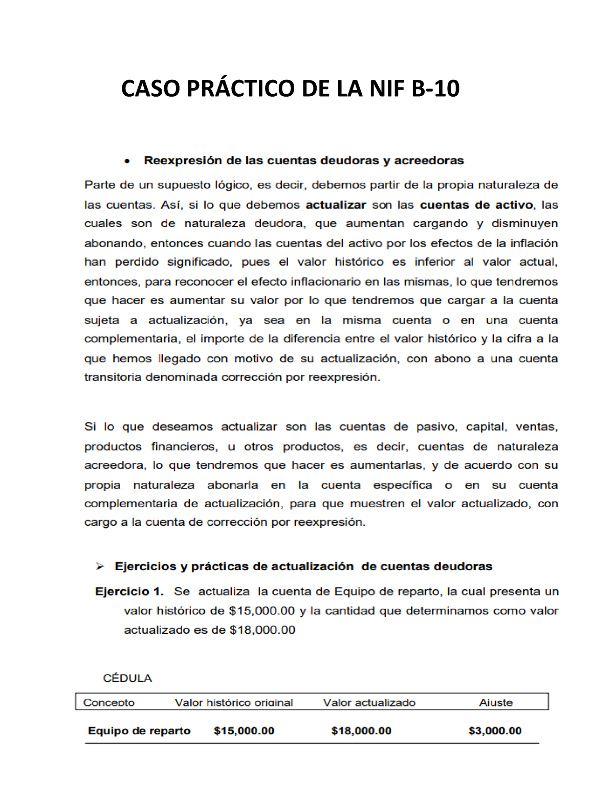 Pia De Convercion Ejercicio De La Nif B-10 - Contabilidad - CASO ...