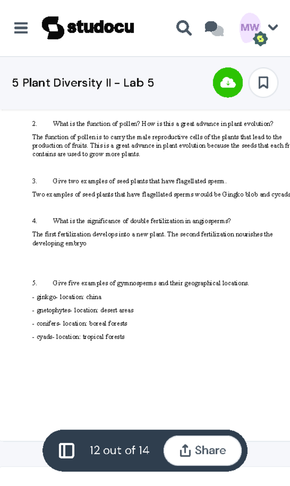 5 Plant Diversity II - Lab 5 - Gymnosperms Activity 1. Pinus ...