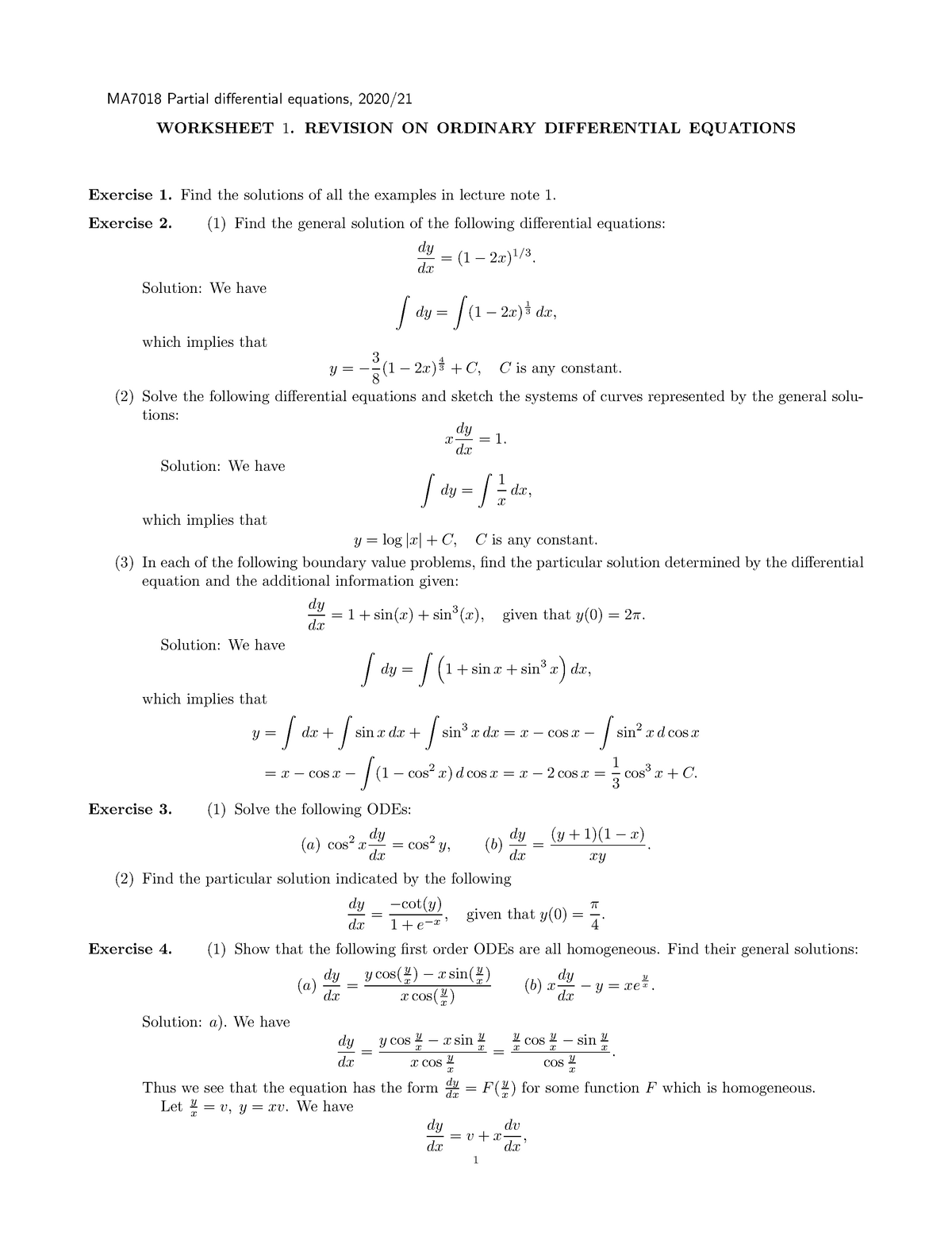 worksheet-1-odd-pde-s-ma7018-partial-differential-equations-2020-worksheet-1-revision-on