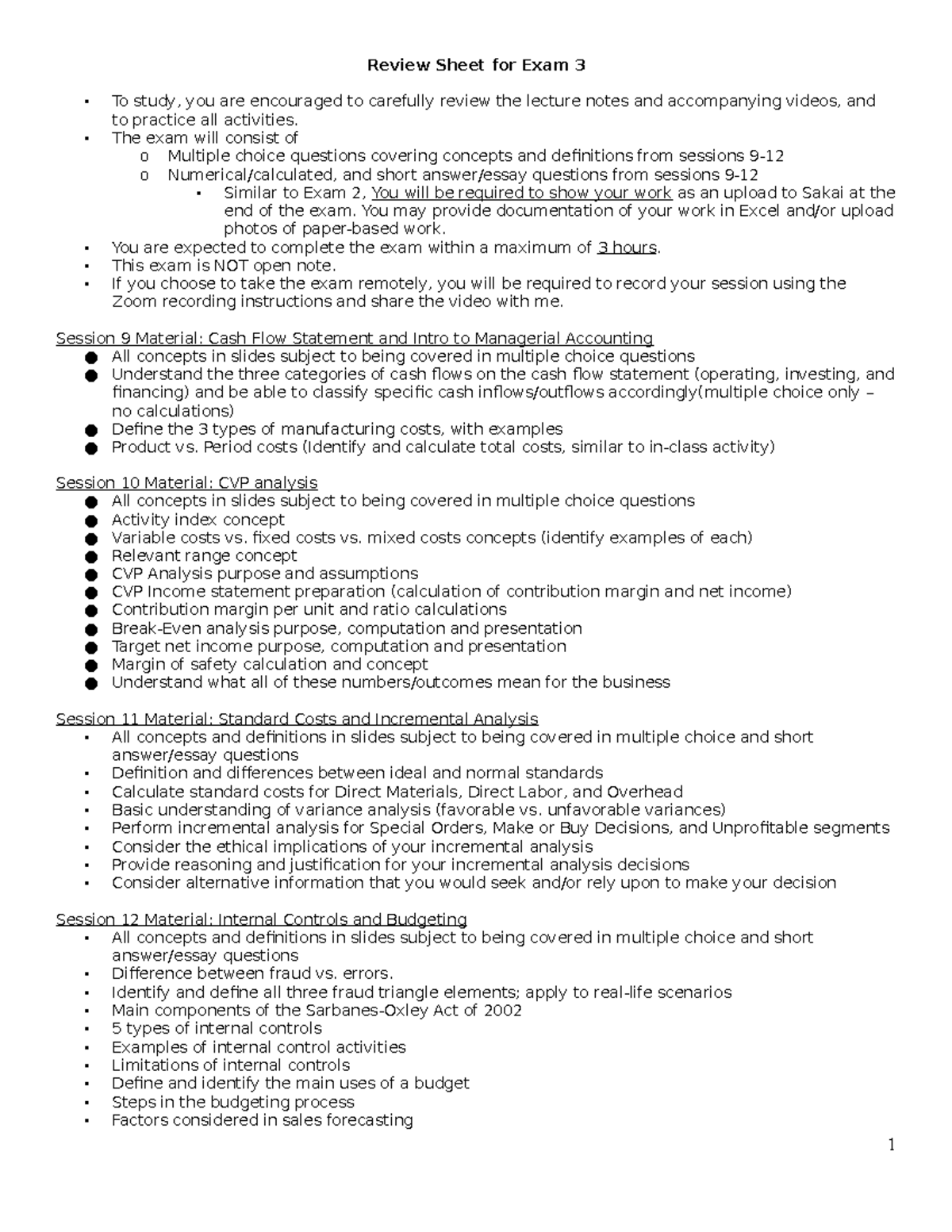 Exam+3+Review+Sheet - 123 - Review Sheet for Exam 3 To study, you are ...