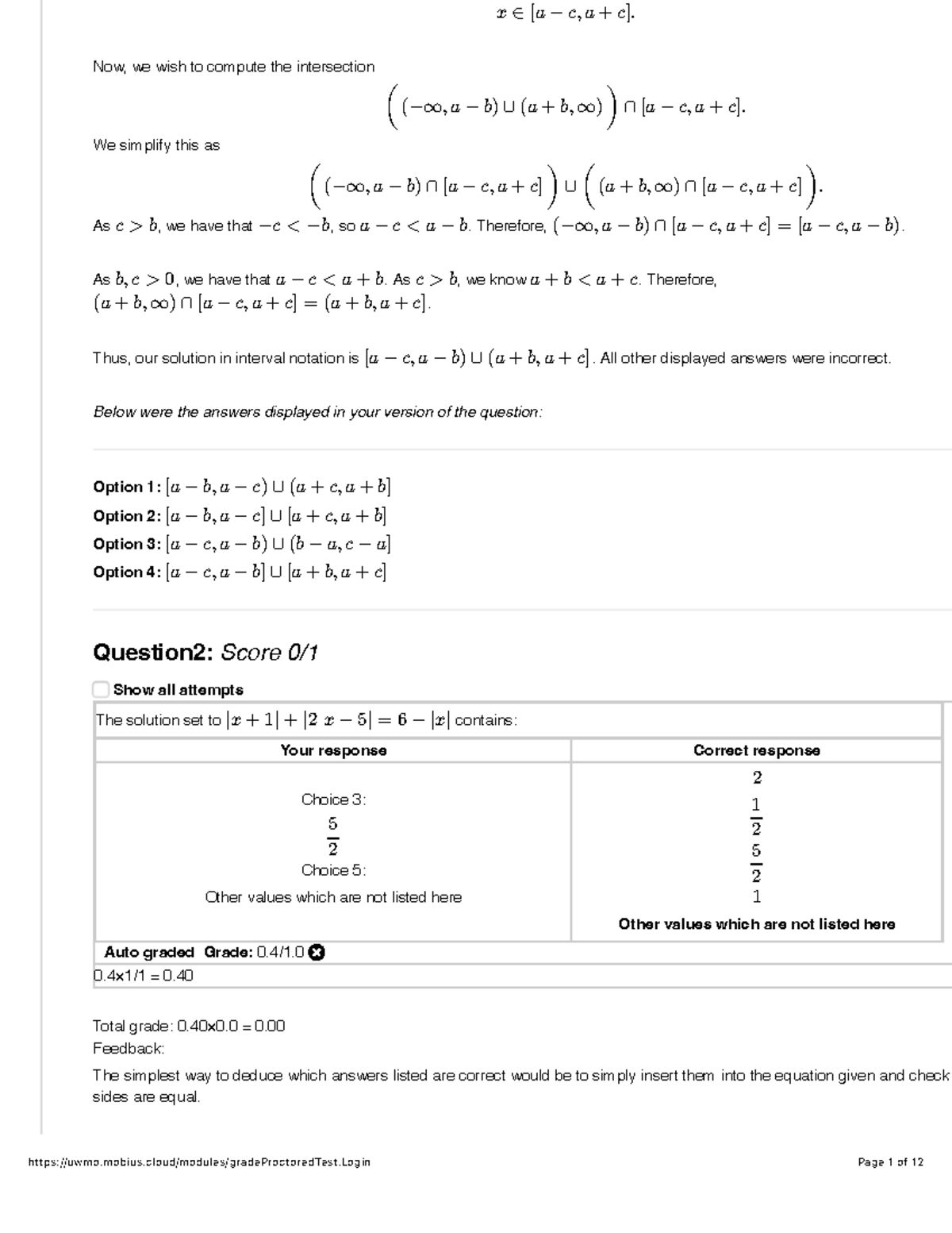 UW Möbius - Week 1 Mobius Problems - Therefore,. As , we have that. As ...