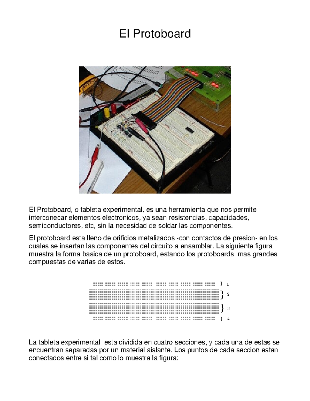 El protoboard - Materiales de repaso - El Protoboard El Protoboard, o ...