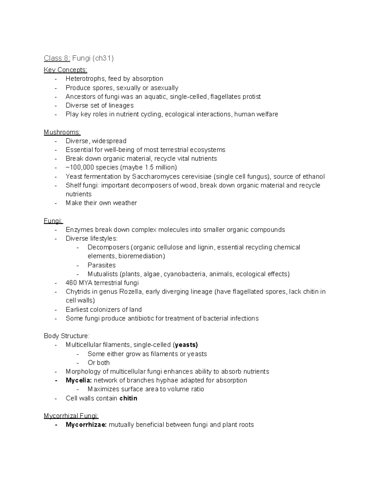 Class 8 Fungi (ch31) - Detailed And Simplified Notes For Chapter 31 ...