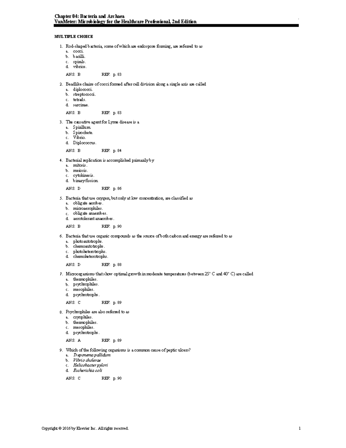 CH 4 - Chapter Review questions - Copyright © 2016 by Elsevier Inc. All ...