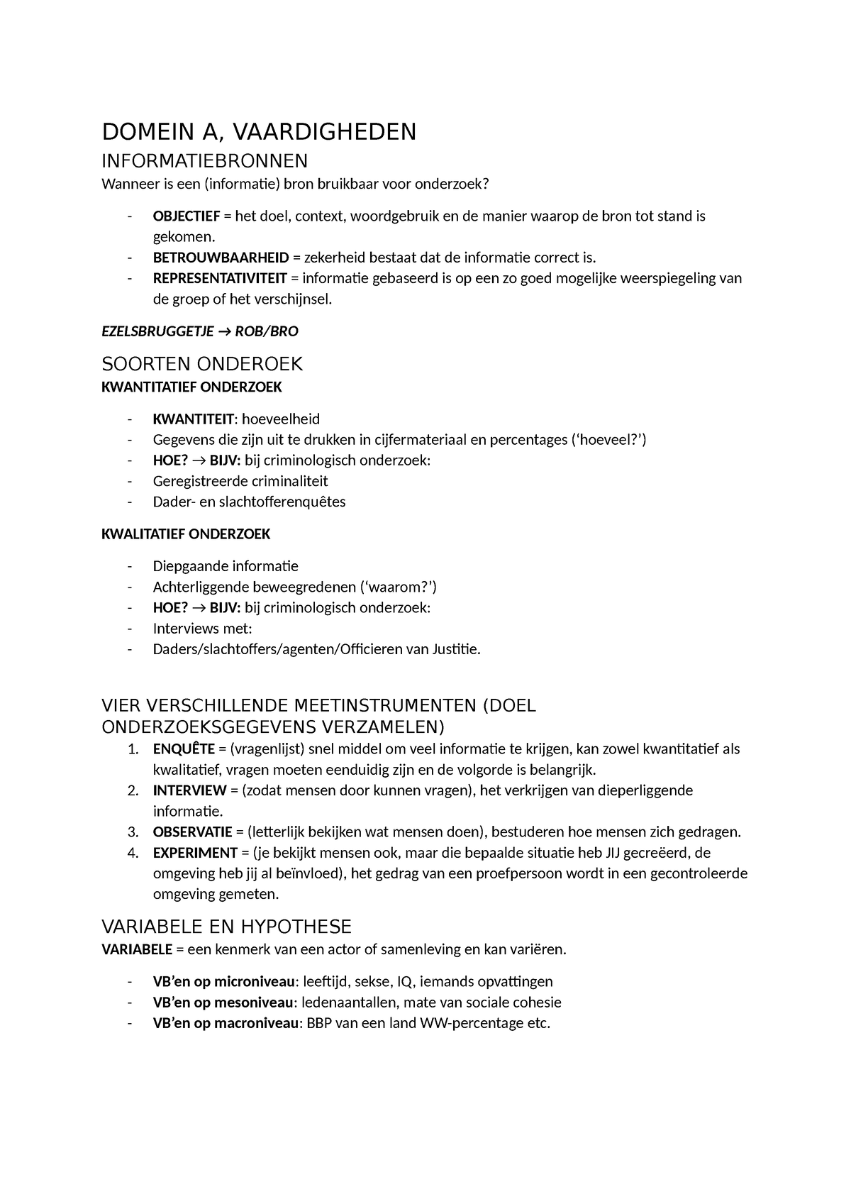 Samenvatting Domein A + B - DOMEIN A, VAARDIGHEDEN INFORMATIEBRONNEN ...