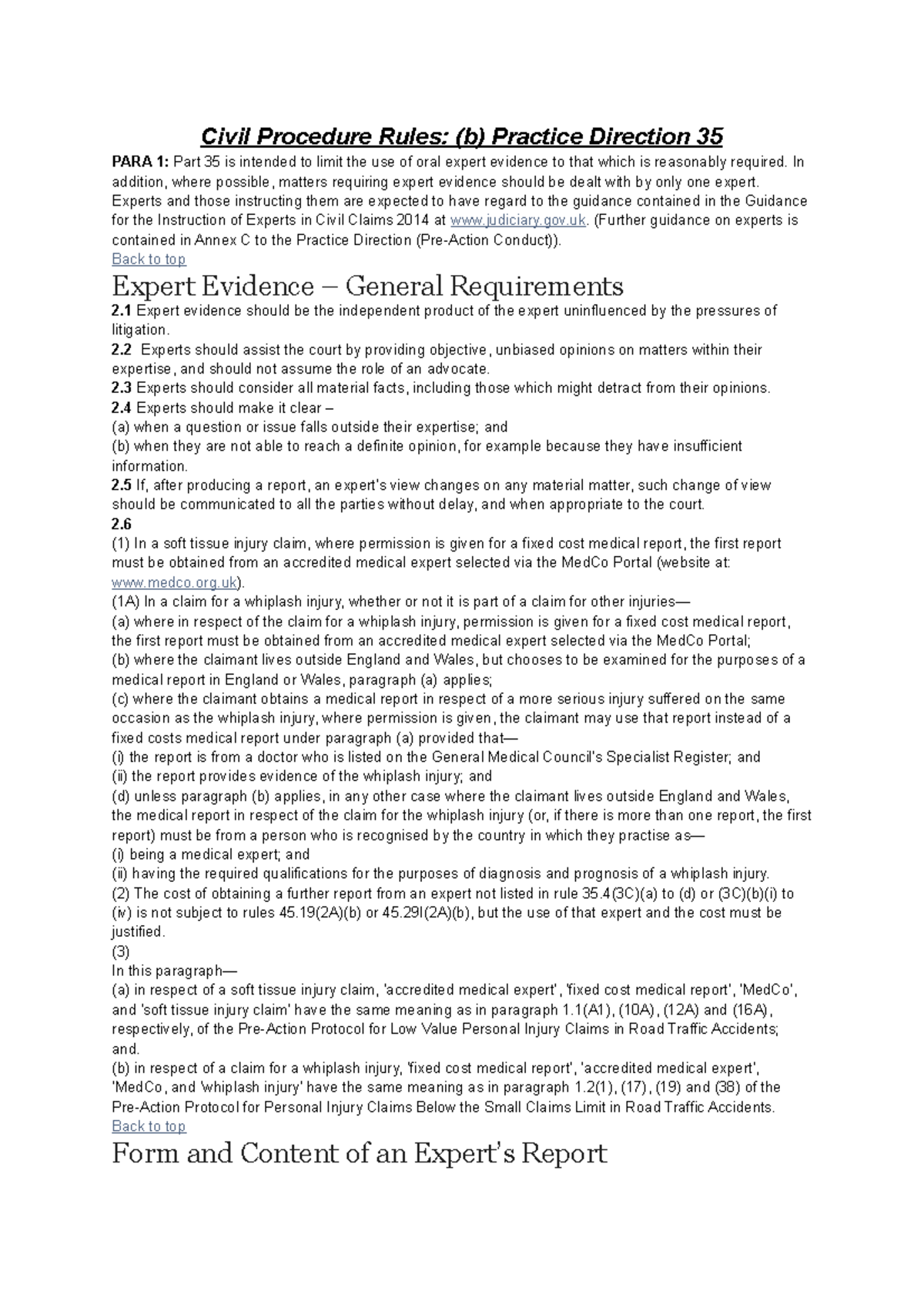 Civil DIsputes Unit 7 ( Reading c) - Civil Procedure Rules: (b ...