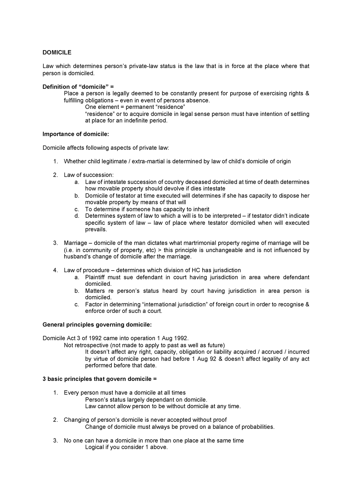 Domicile - DOMICILE Law which determines person’s private-law status is ...