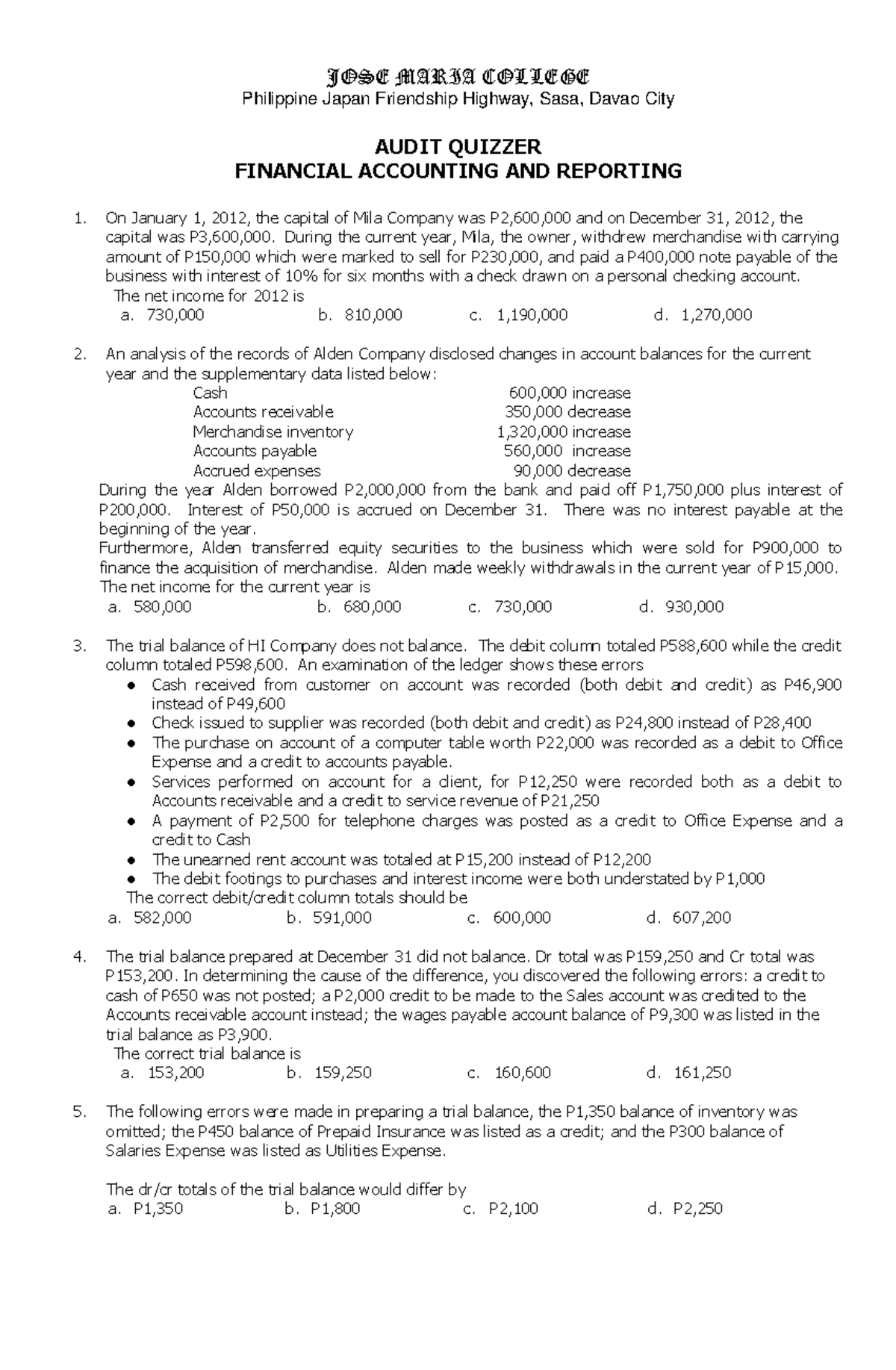 Pdfcoffee - Advanced financial accounting - JOSE MARIA COLLEGE ...