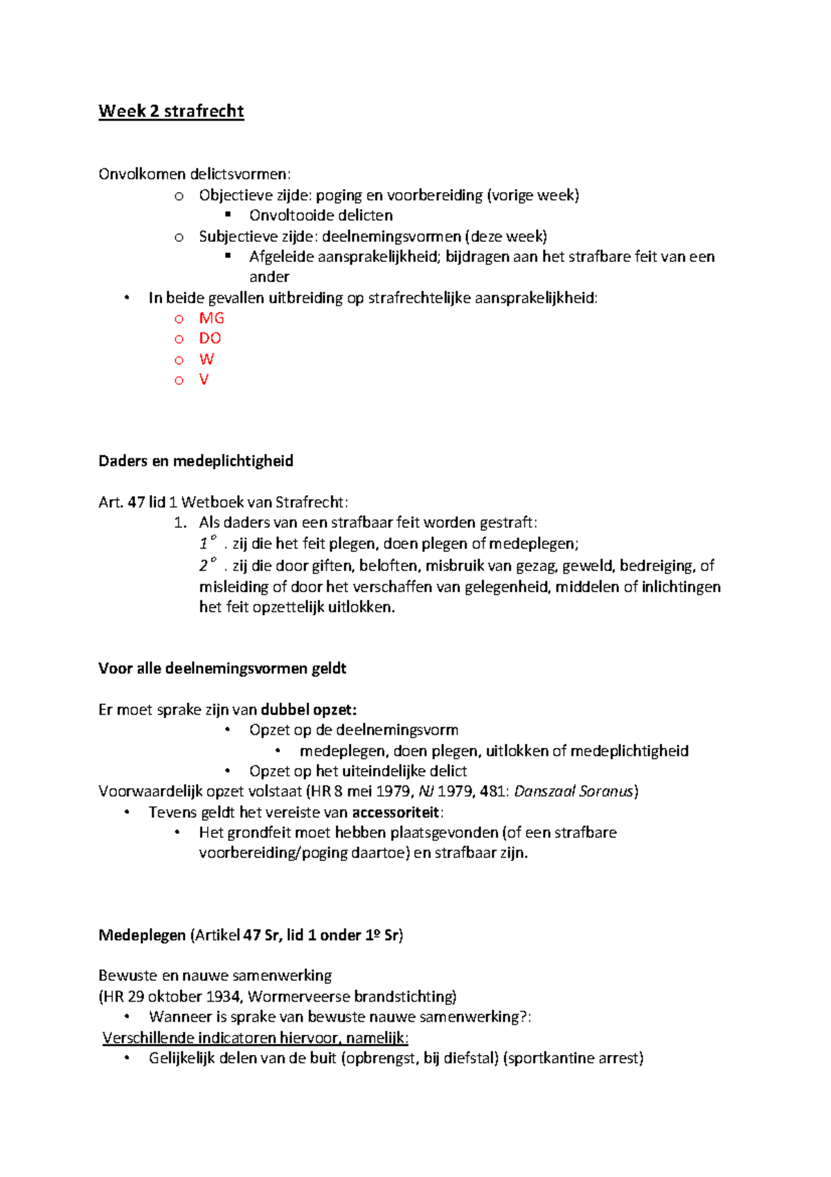 Week 2 Strafrecht - College-aantekeningen 2 - Week 2 Strafrecht ...