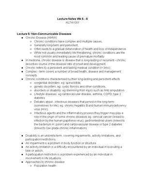 Lecture Notes Part 1 (Wk 1 - 4) - Lecture Notes Wk 1 - 4 HLTH Lecture 1 ...
