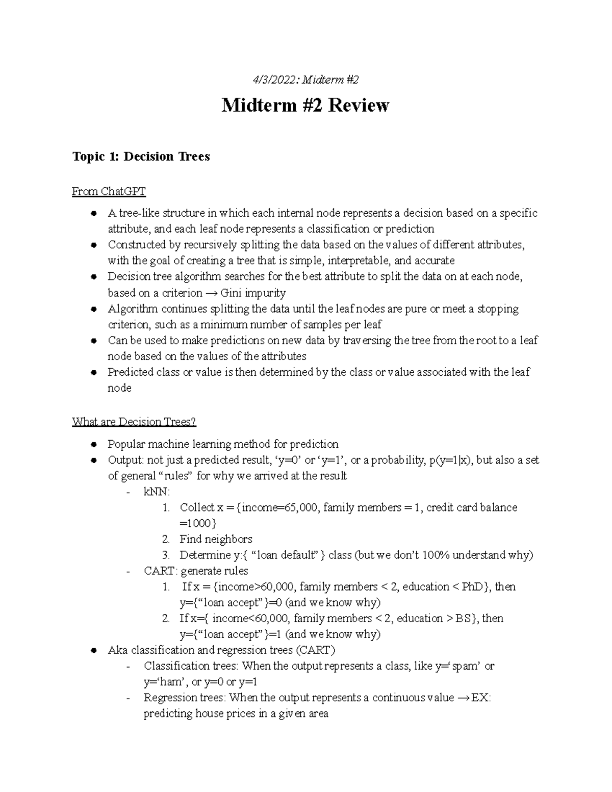 BA305 - Midterm #2 Review - 4/3/2022: Midterm Midterm #2 Review Topic 1 ...