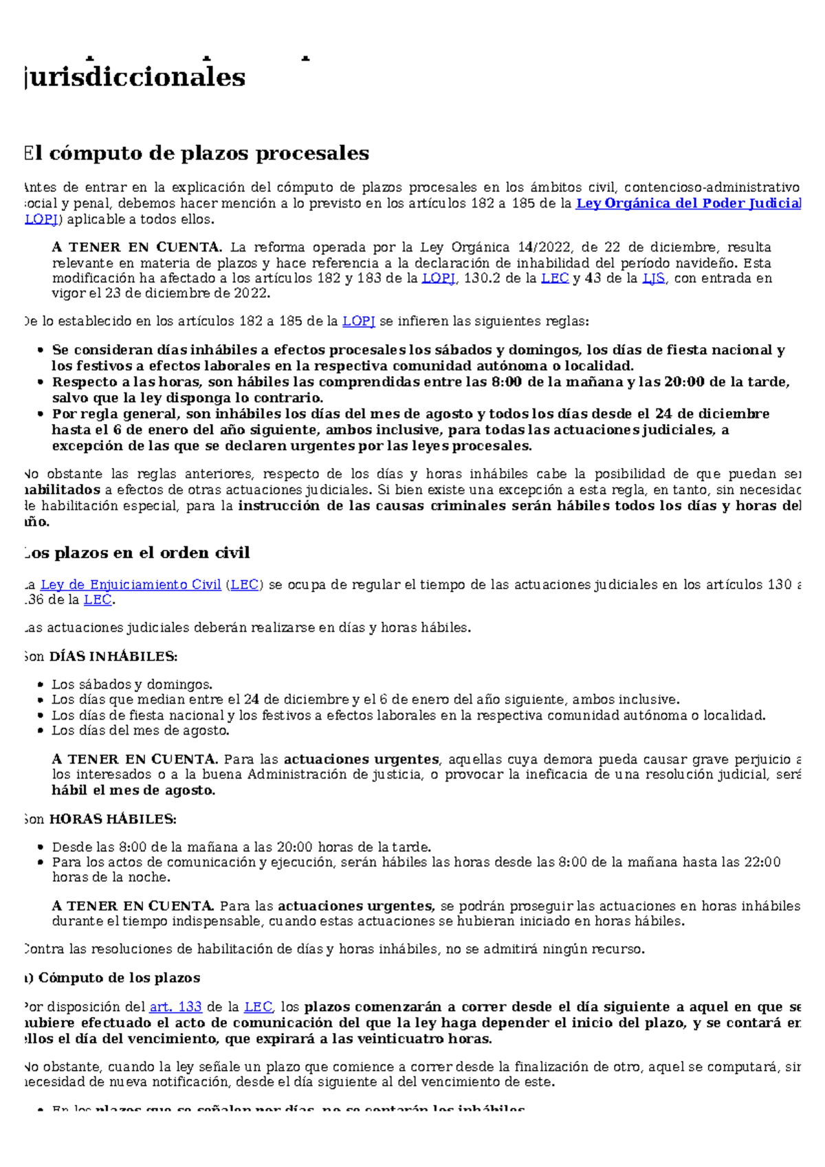 Plazos procesales resumen - Cómputo de plazos procesales en los ...