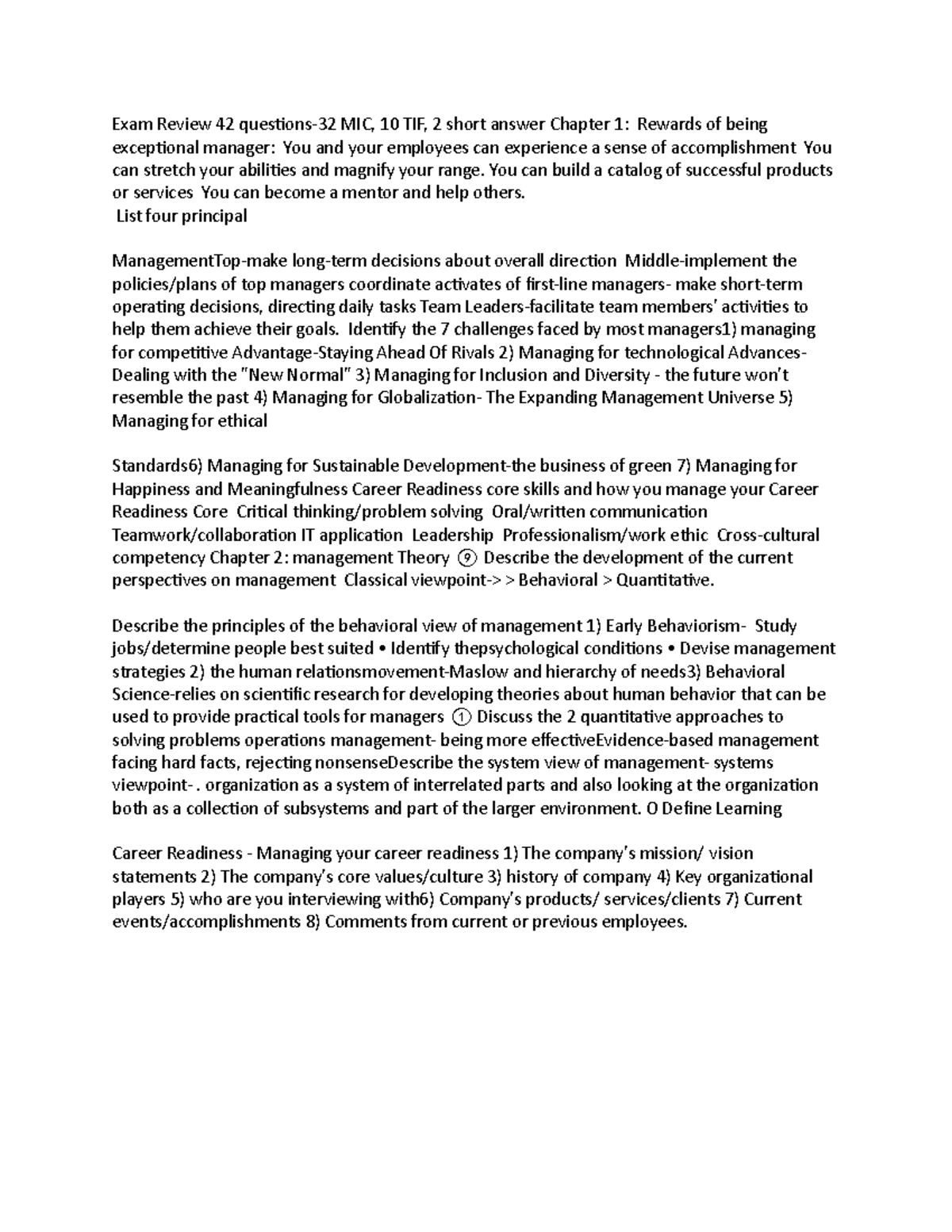 Management 2 - Notes from the upcoming exam - Exam Review 42 questions ...