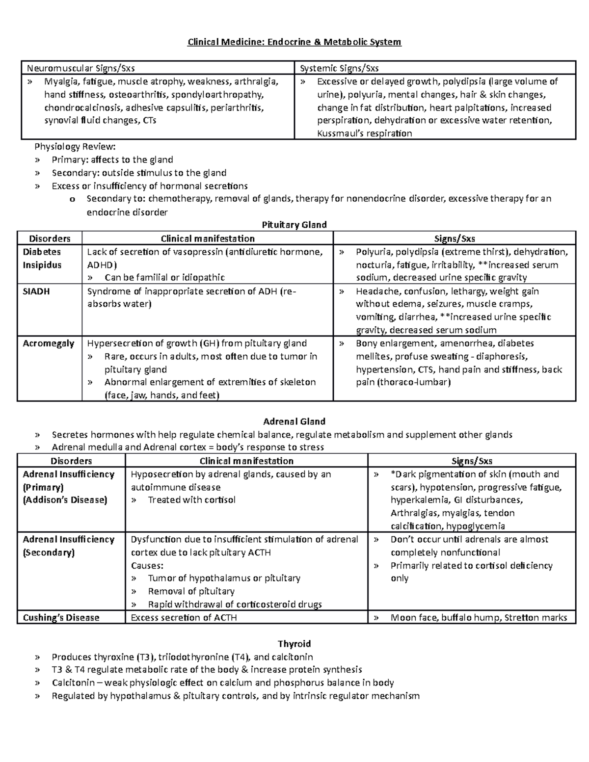 Clin med endocrine system study guide - Clinical Medicine: Endocrine ...