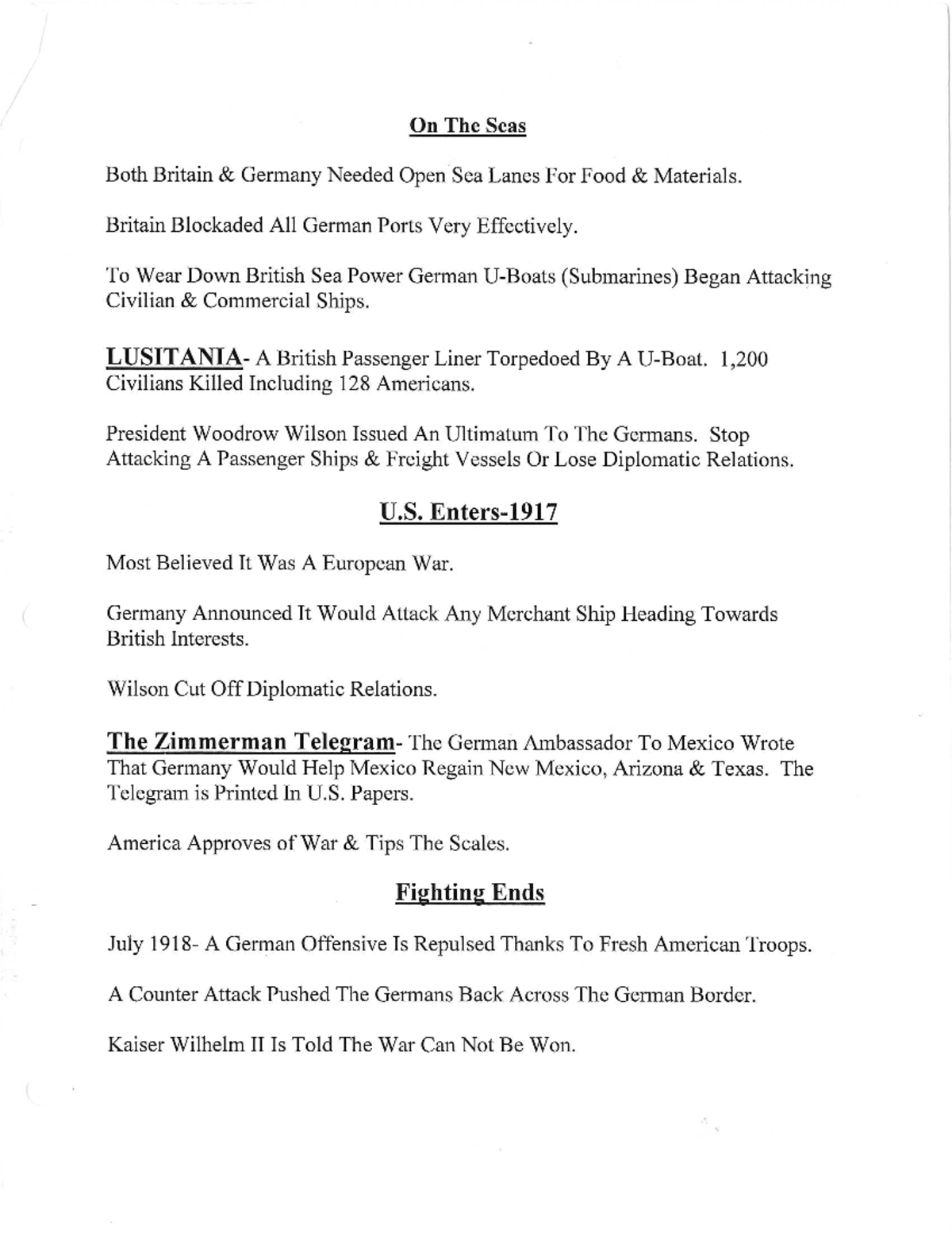 WWI Notes - lol - Studocu