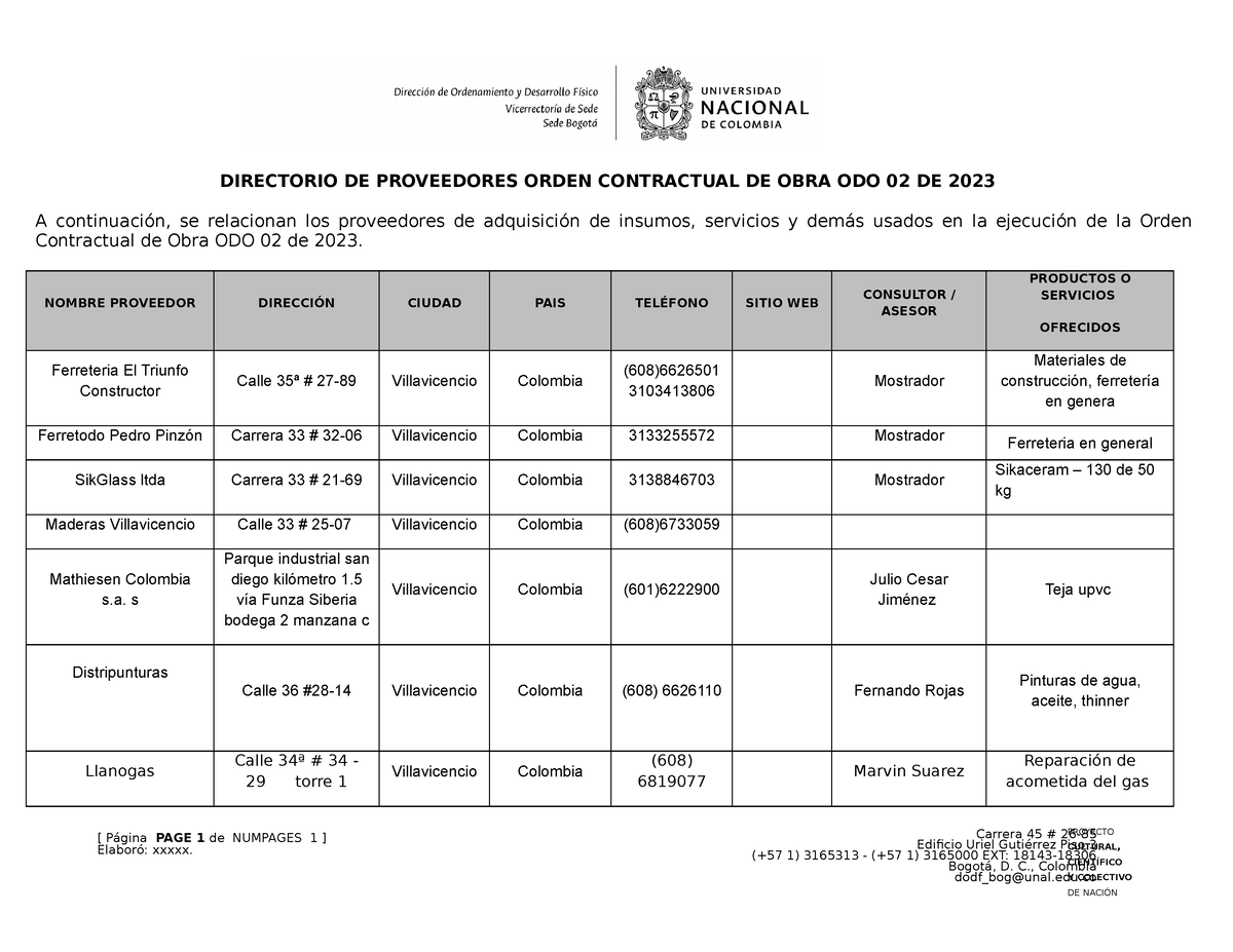 Anexo 18. Modelo Directorio De Proveedores V0 - DIRECTORIO DE ...