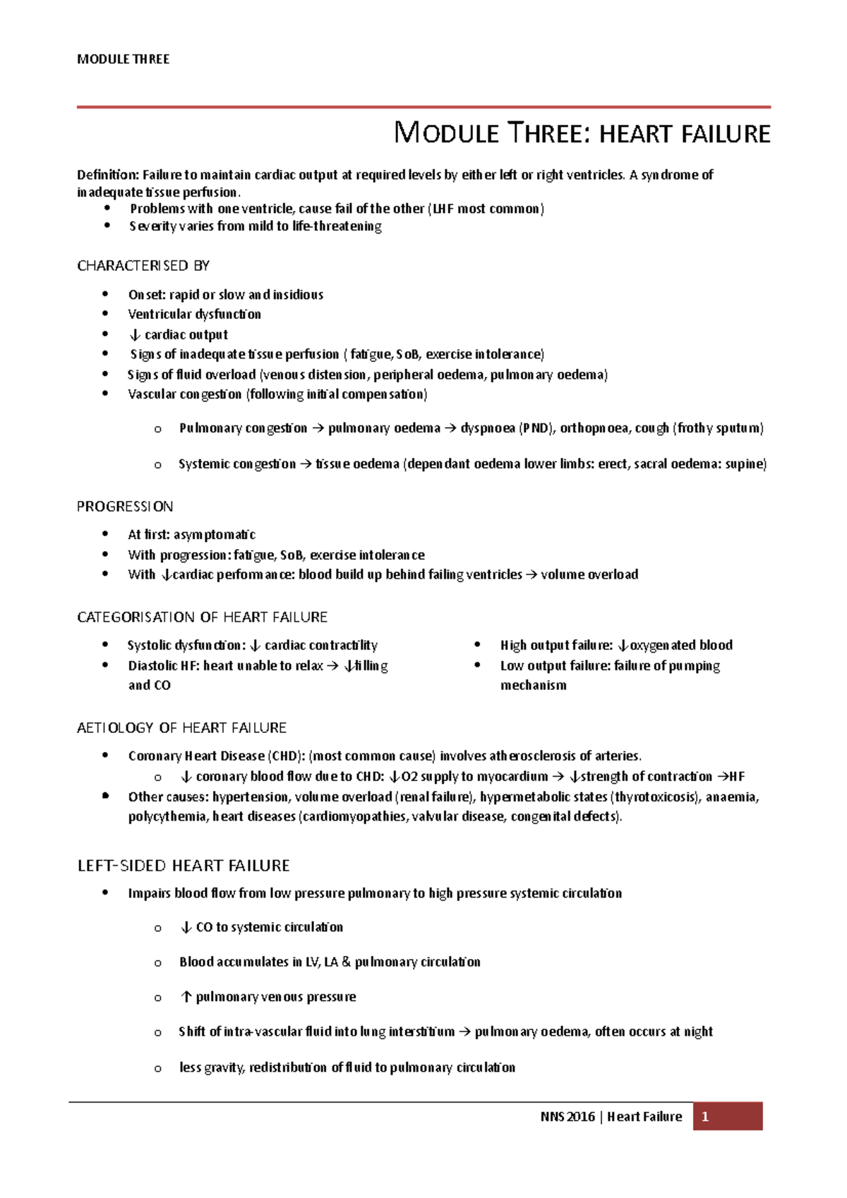 Module 3 - Heart Failure - revised - MODULE THREE: HEART FAILURE ...