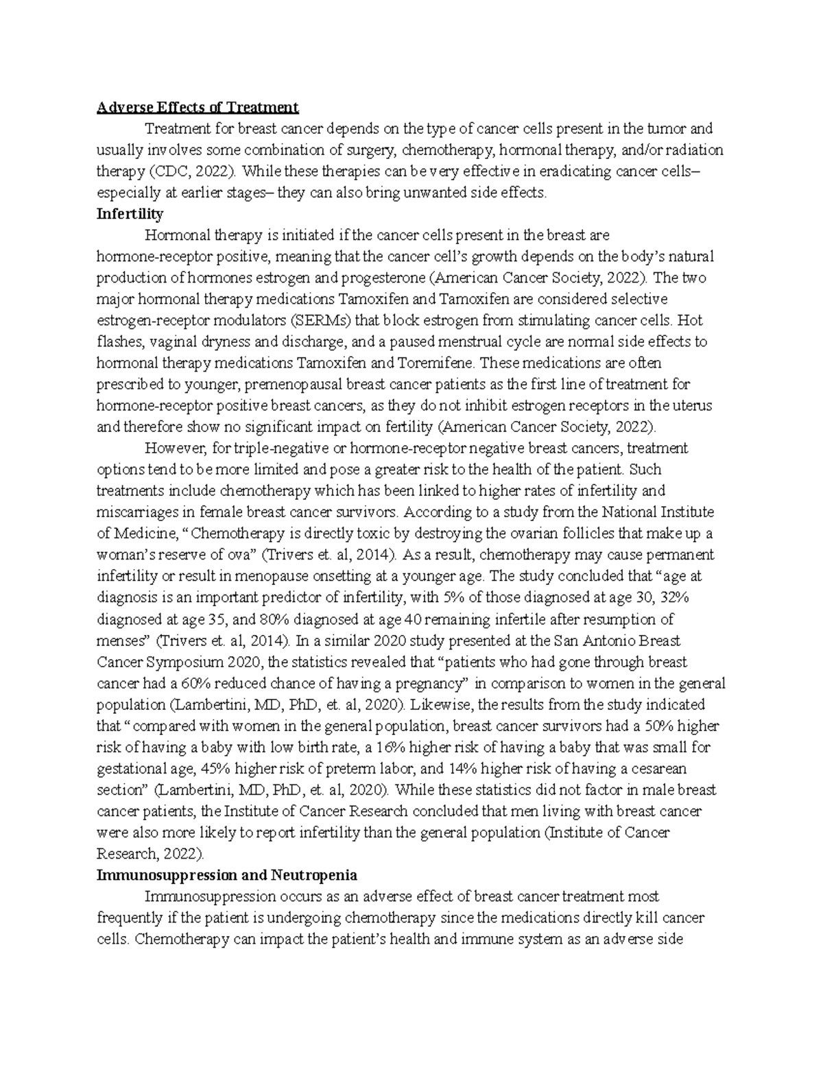 Breast cancer case study - Adverse Effects of Treatment Treatment for ...