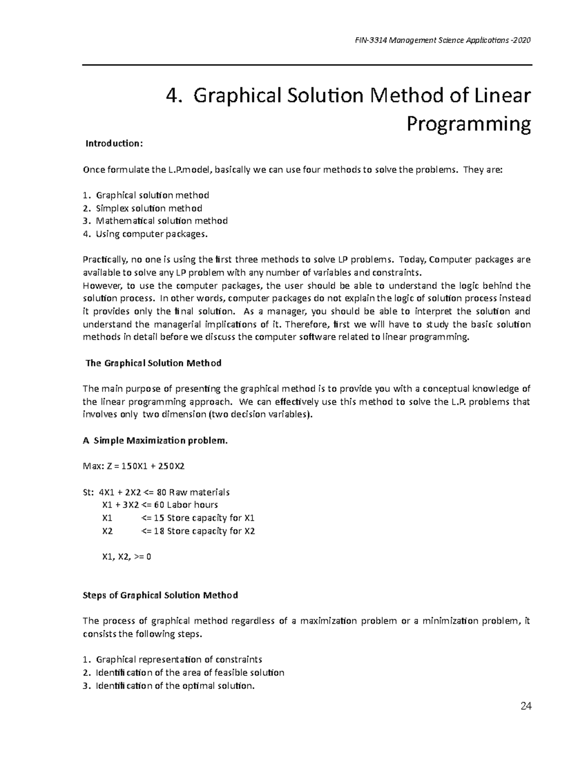 Chapter 04 The Graphical solution methods of LP - Management - UoC ...