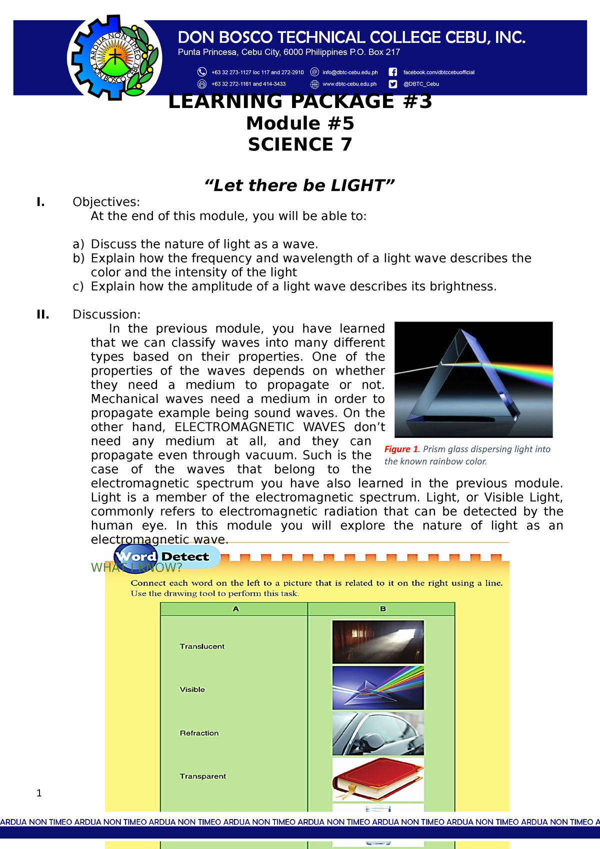 3rd Q Learning Package 3 Module 5 Science 7 - LEARNING PACKAGE Module ...