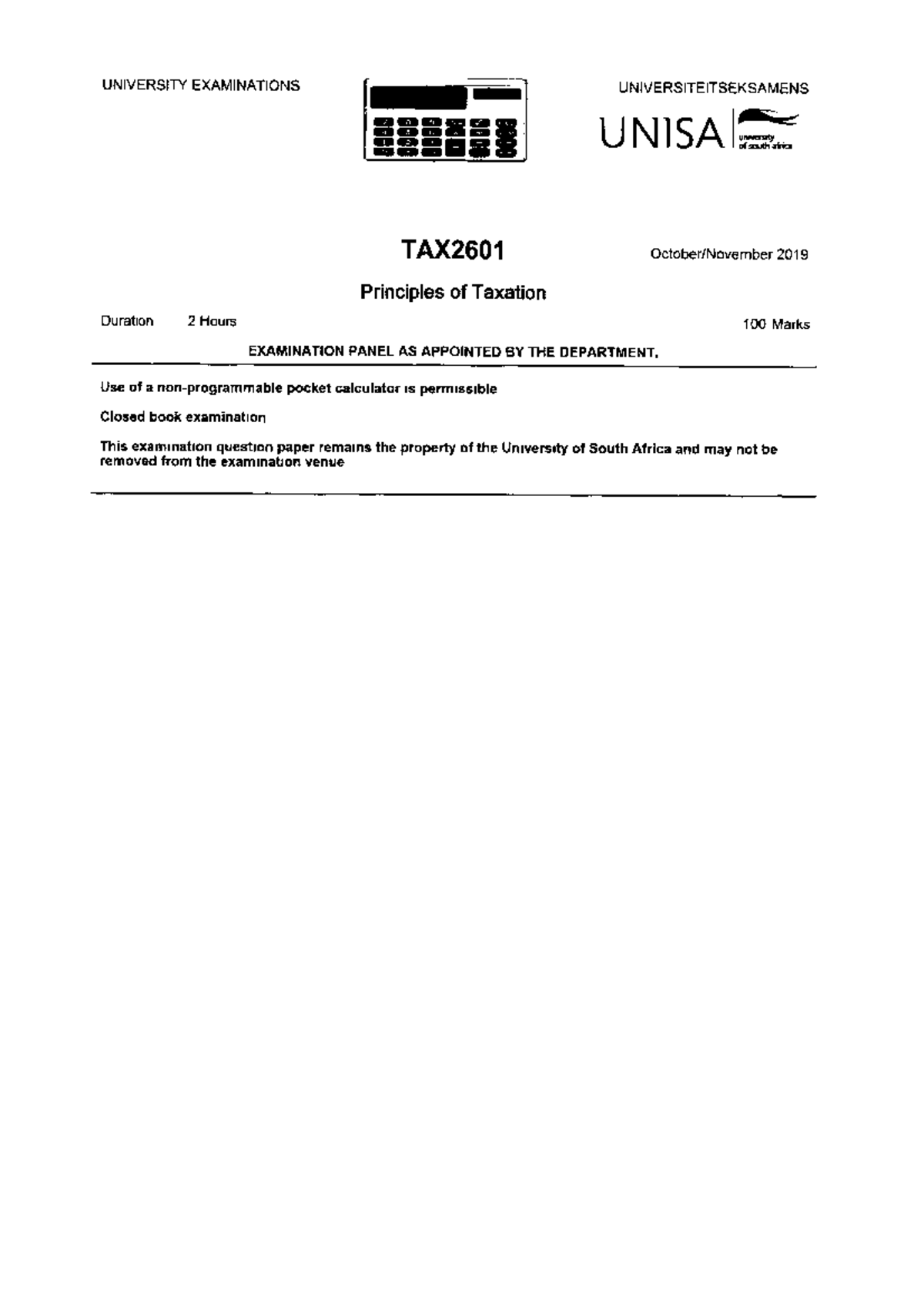 Tax2601 2019 10 E 1 And Cbc1501 2021 Exam 98302 Unisa Studocu Tax2601 2019 10 E 1 And Cbc1501 2021 Exam 98302 Unisa Studocu