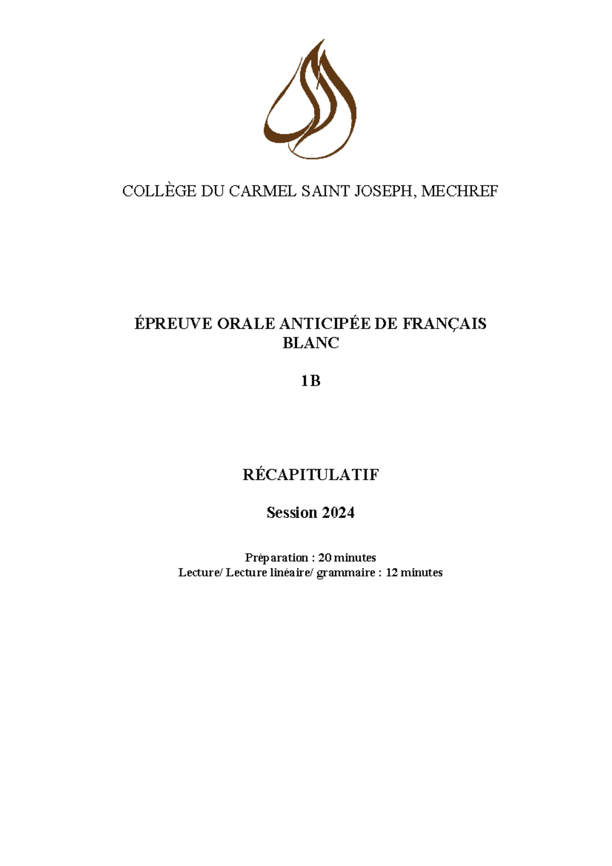 Oral blanc corpus 1B - practice - COLLÈGE DU CARMEL SAINT JOSEPH ...