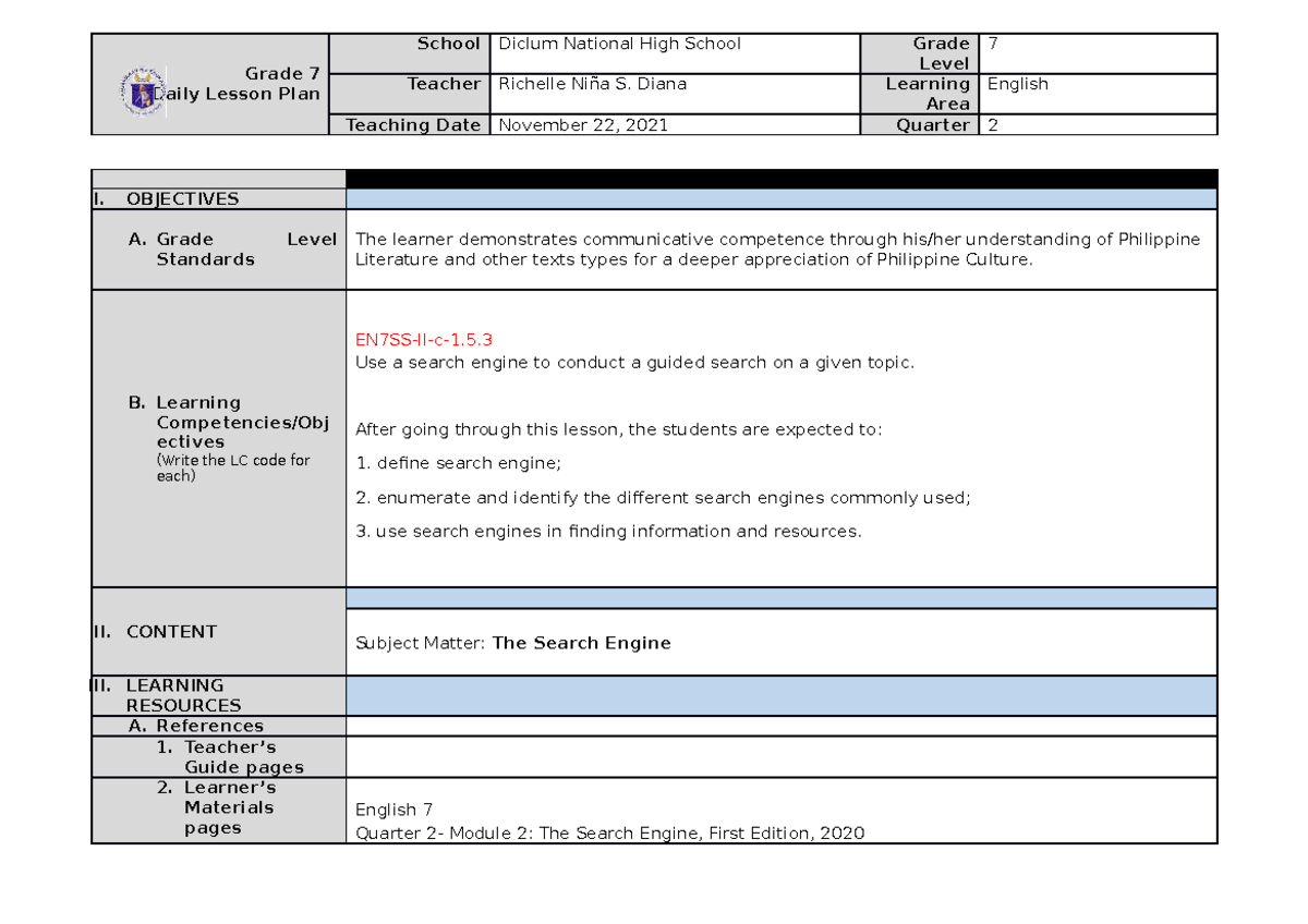 For Maam Shaira DLP English 7 2nd Quarter Demo - Grade 7 Daily Lesson ...