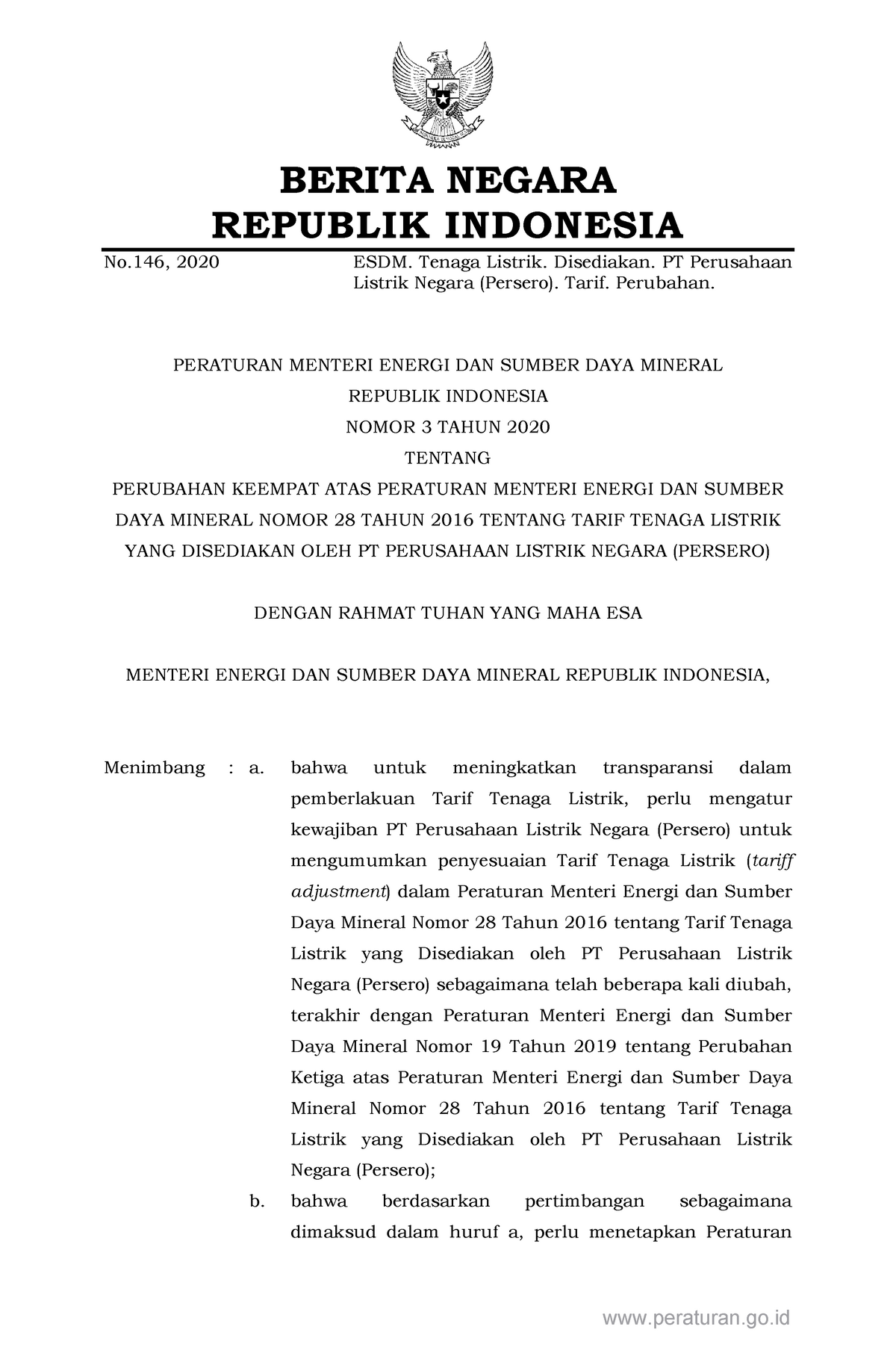 Permen ESDM Nomor 3 Tahun 2020 - BERITA NEGARA REPUBLIK INDONESIA No ...