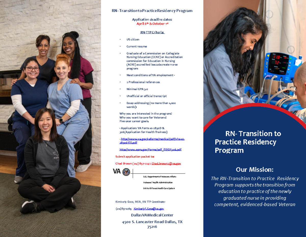 RN TTP Brochure 2021 - vane - RN- Transition to Practice Residency ...