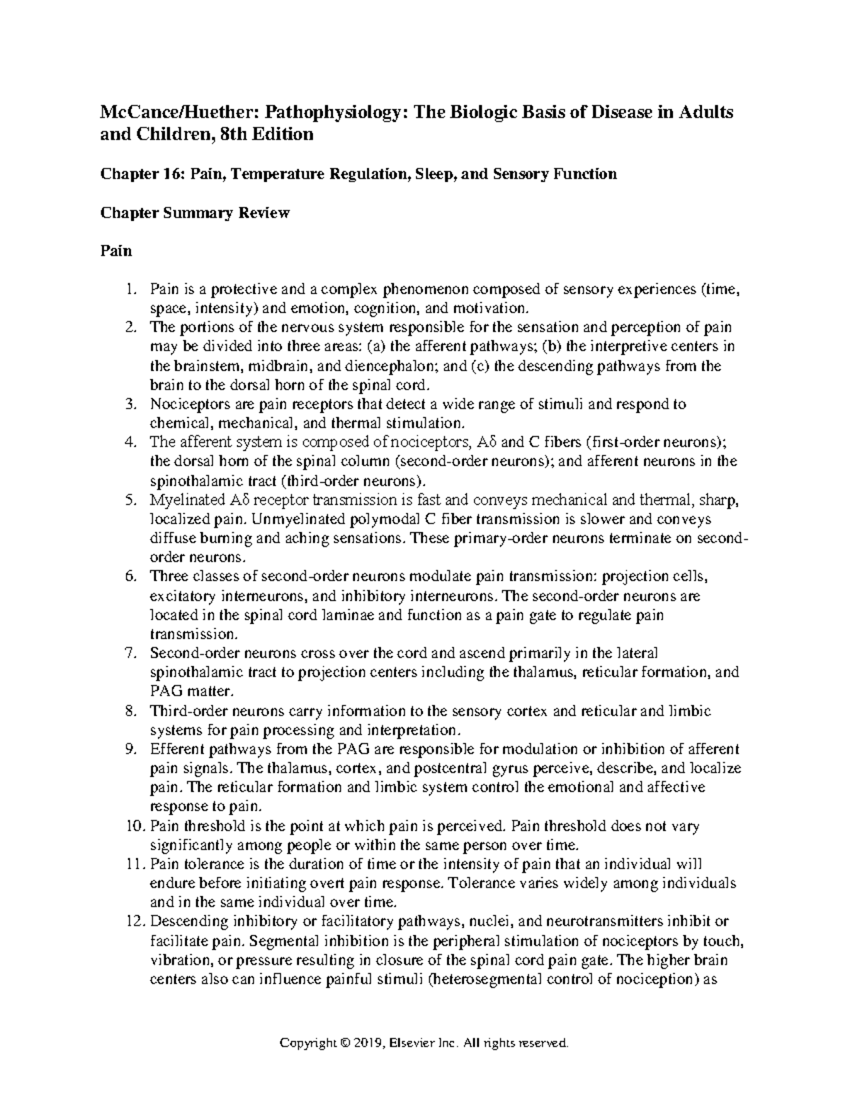 Chapter 016.pdf pain regulation sleep and sensory function - McCance ...