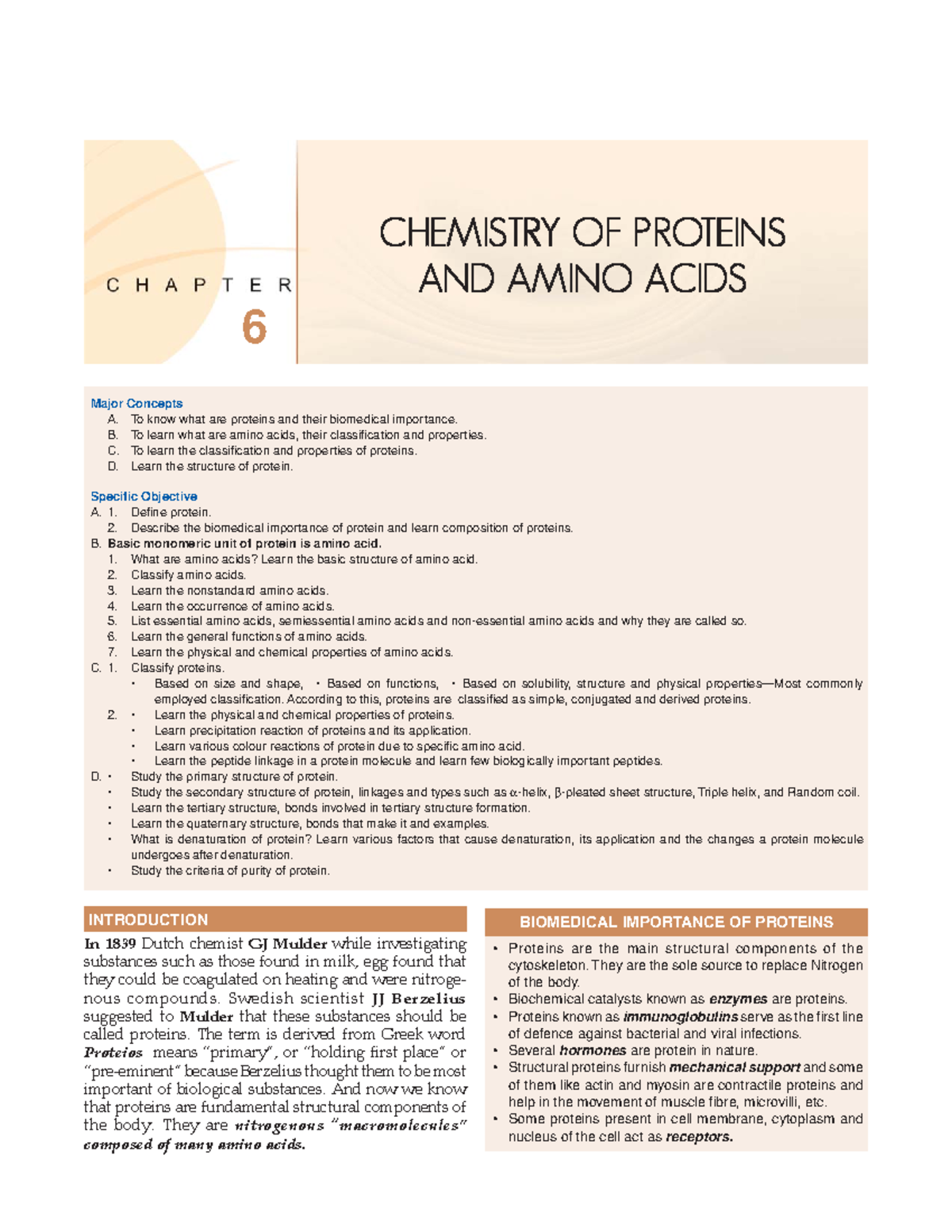 Proteins and Amino Acids - Major Concepts A. To know what are proteins ...